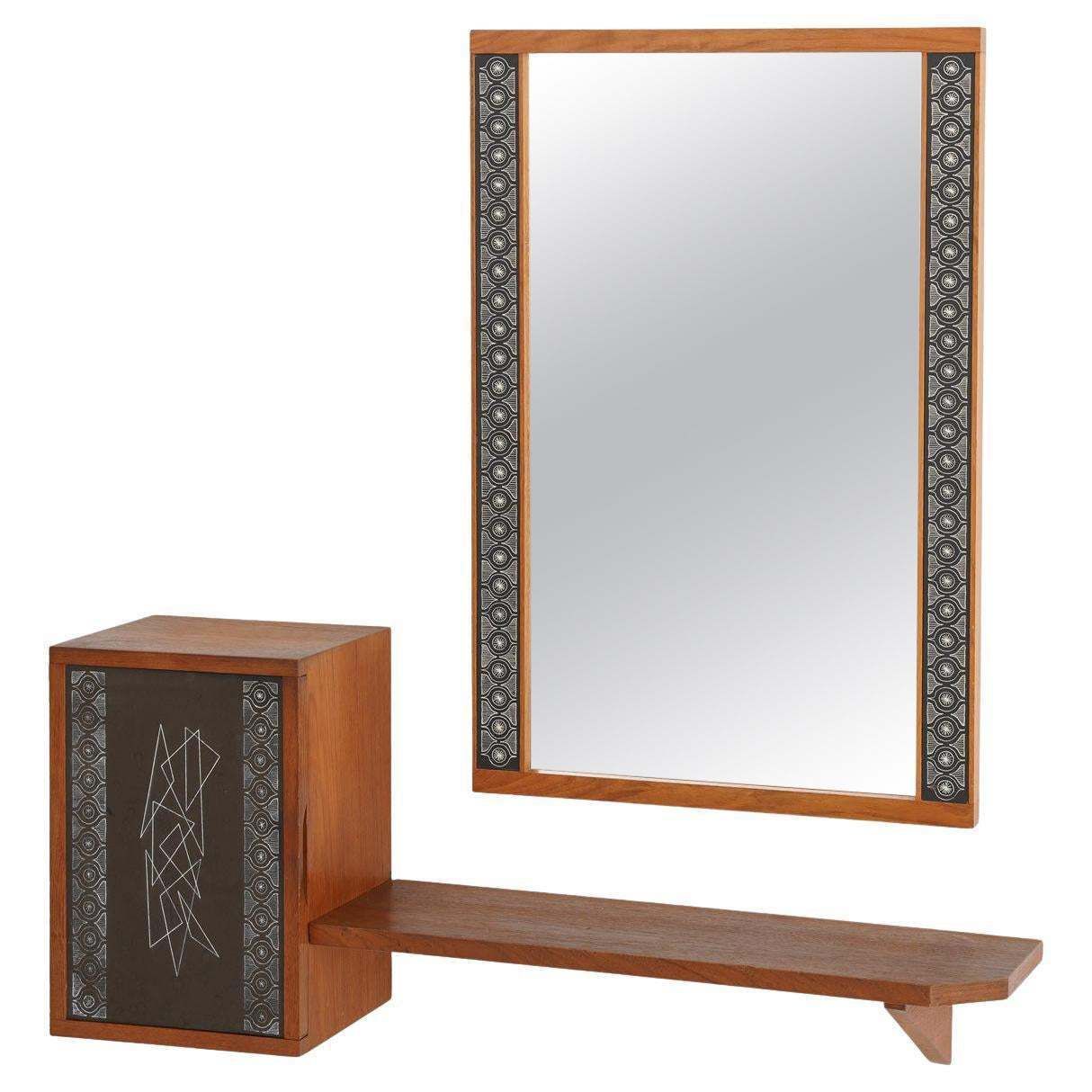 photo for sale Swedish Hallway Shelf And Mirror In Teak By Hans Agne Jakobsson