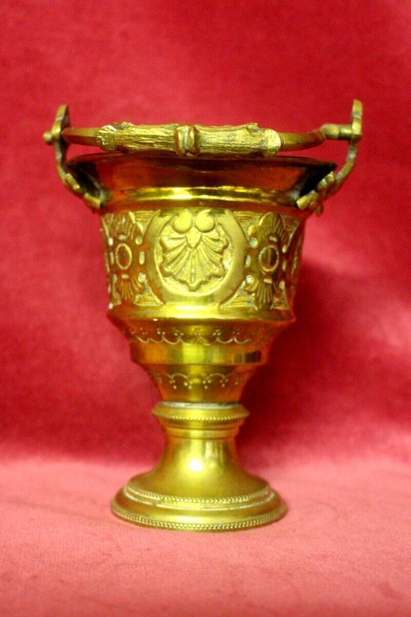 Antique French Embossed Bronze Doré Vase Centerpiece Paris 19th Century photo for sale