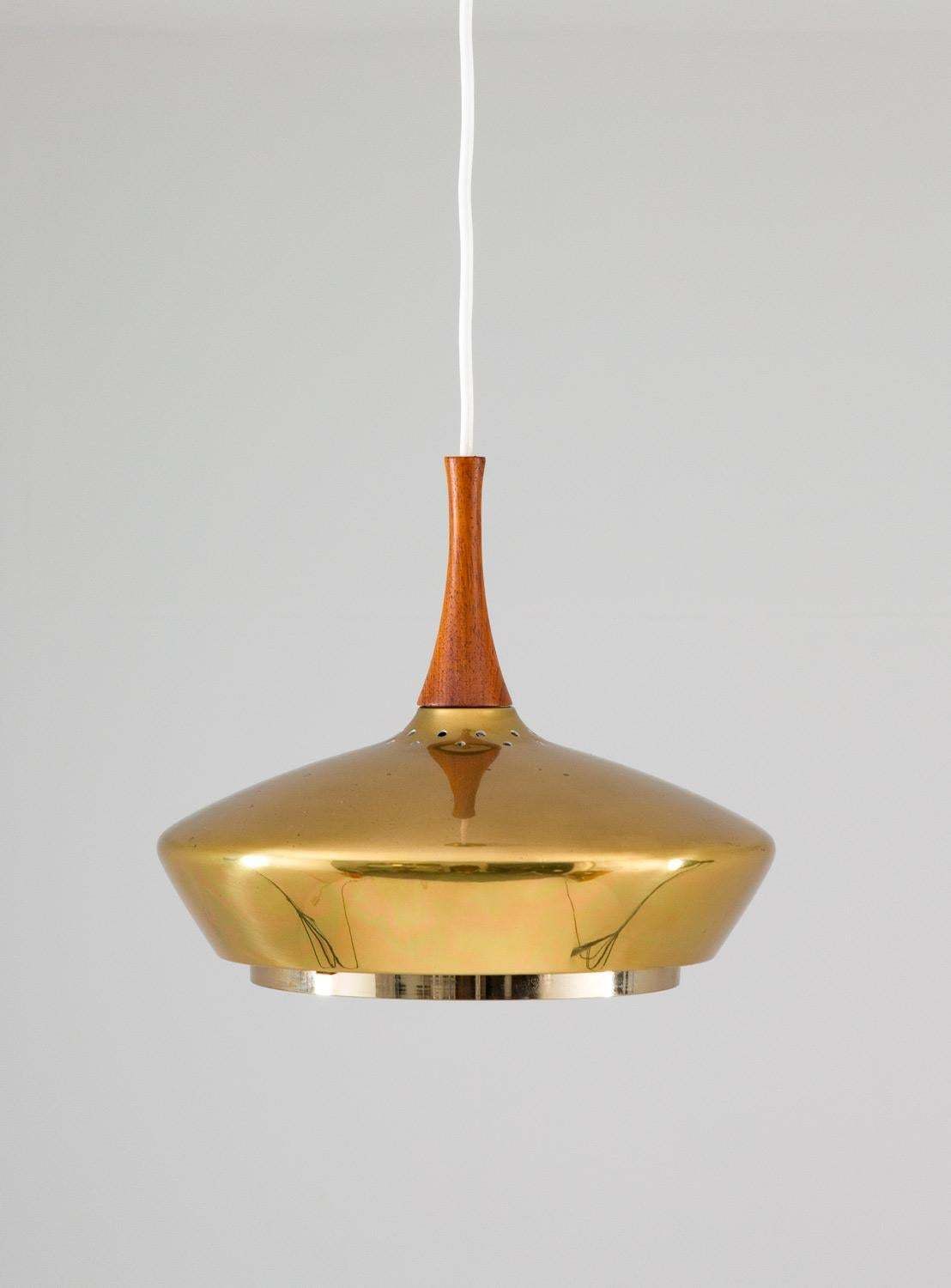 Swedish Pendant In Wood And Perforated Brass By Fagerhult photo furniture
