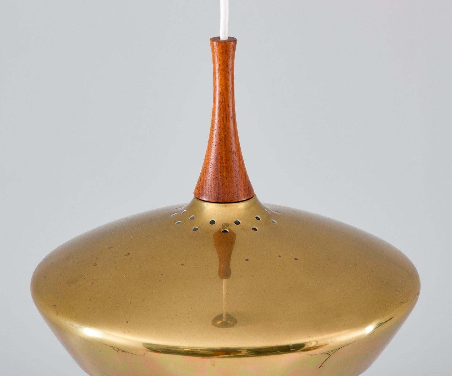 Swedish Pendant In Wood And Perforated Brass By Fagerhult photo 1602.0