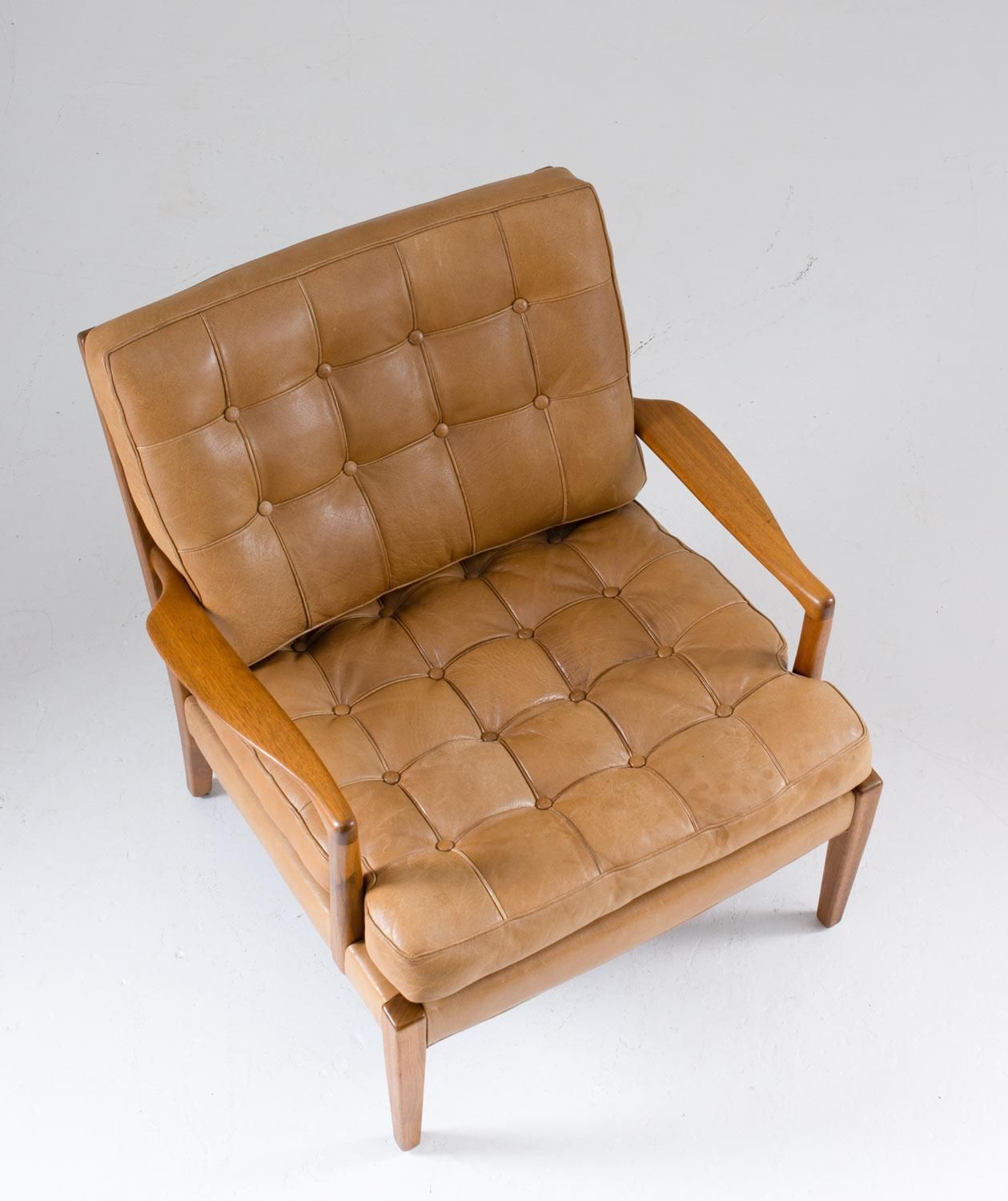 Midcentury Swedish Lounge Chairs "Löven" By Arne Norell photo for sale