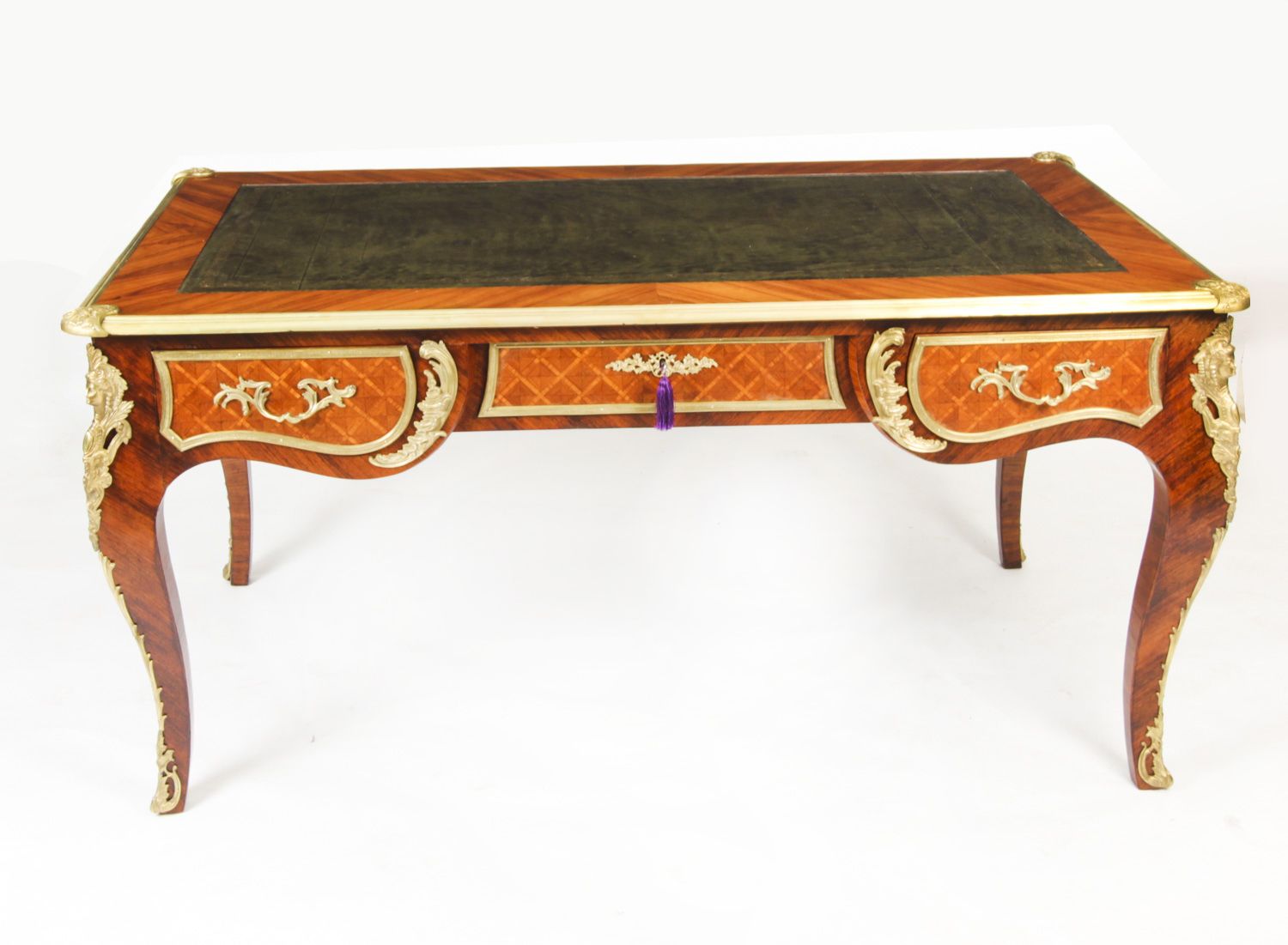 Antique Louis Revival Kingwood & Ormolu Mounted Bureau Plat Desk 19th C photo furniture