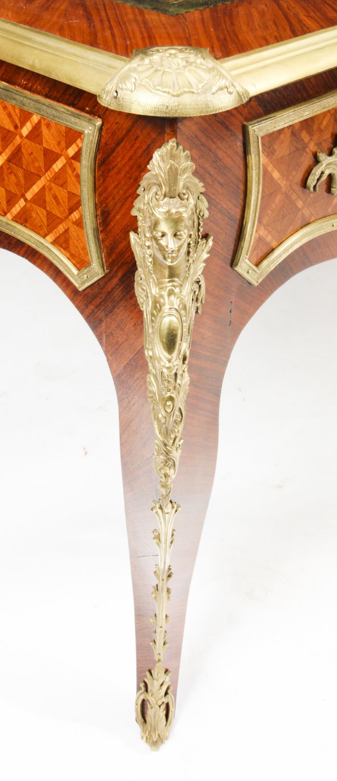 Antique Louis Revival Kingwood & Ormolu Mounted Bureau Plat Desk 19th C photo for sale
