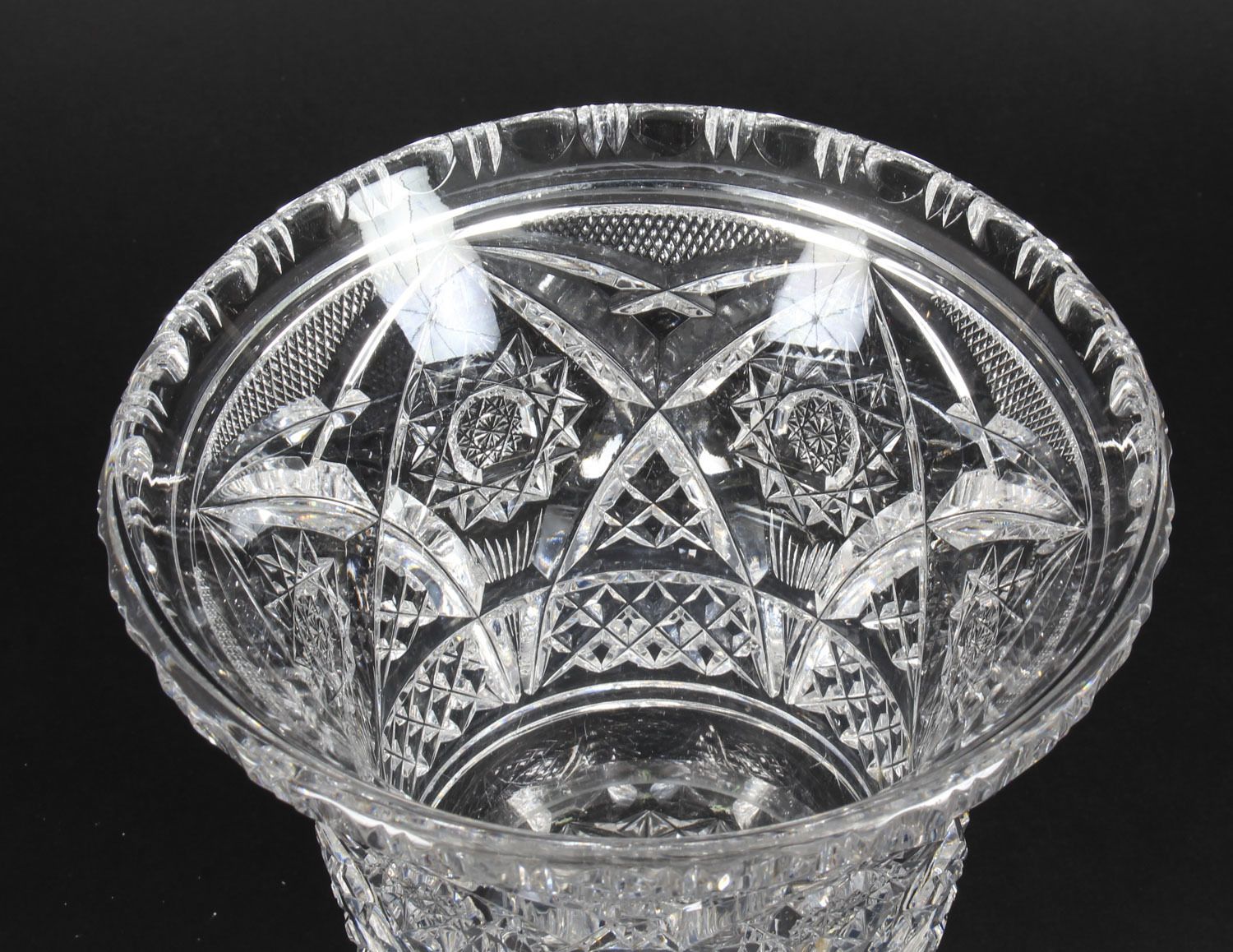 Vintage Cut Glass Crystal Glass Vase  Mid 20th Century photo buy