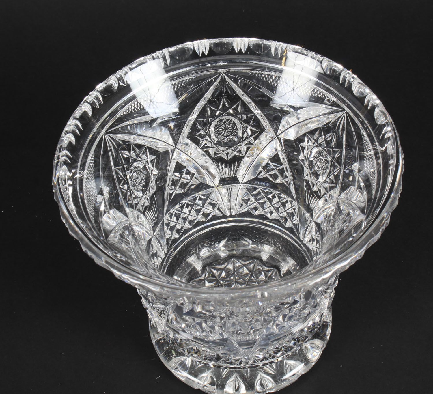Vintage Cut Glass Crystal Glass Vase  Mid 20th Century photo vintage