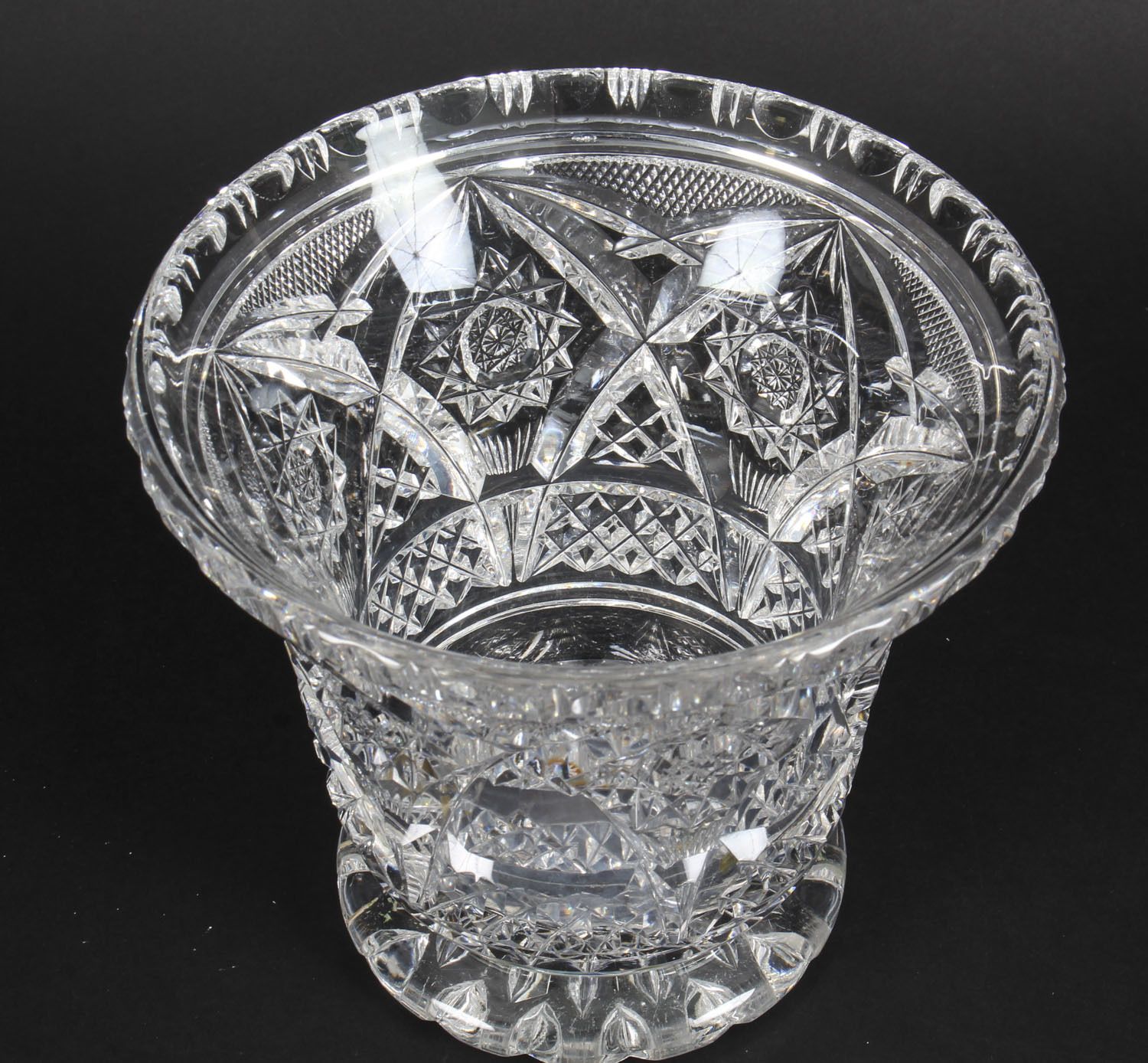 165.0 Vintage Cut Glass Crystal Glass Vase  Mid 20th Century photo