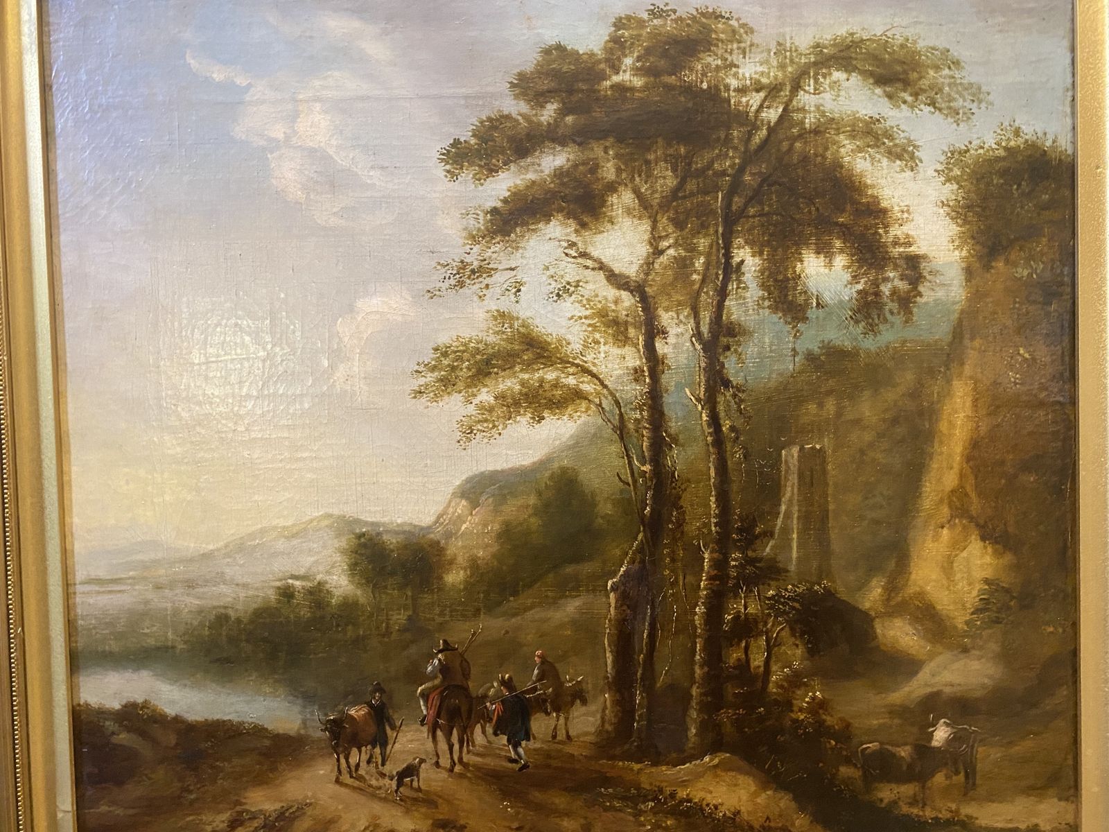 Travellers In A Wooded Landscape Dutch 18th Century Oil Painting On Canvas photo furniture