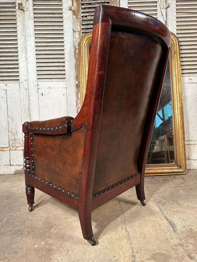 An Exceptional Antique Regency Georgian Leather & Cuban Mahogany Library Armchair Circa 1830 photo buy
