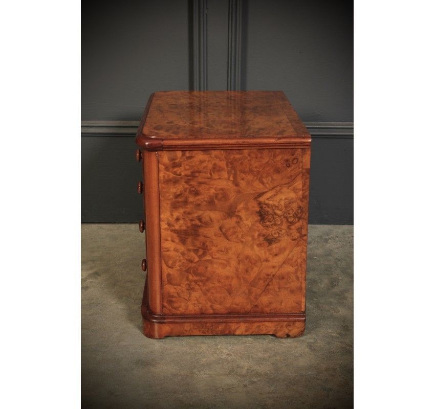 Miniature Burr Walnut Apprentice Chest Of Drawers photo vintage