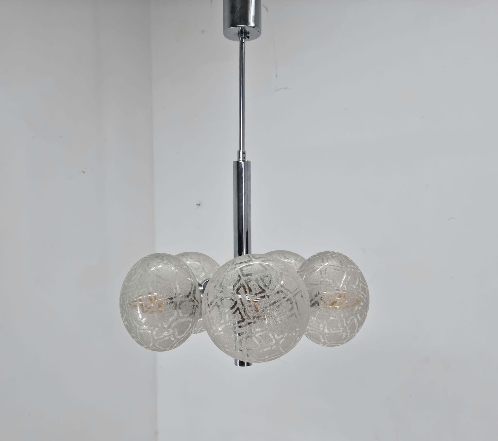 Midcentury Rare Chandelier Sputnik Hustadt Leuchten, Germany, 1970s photo Lighting