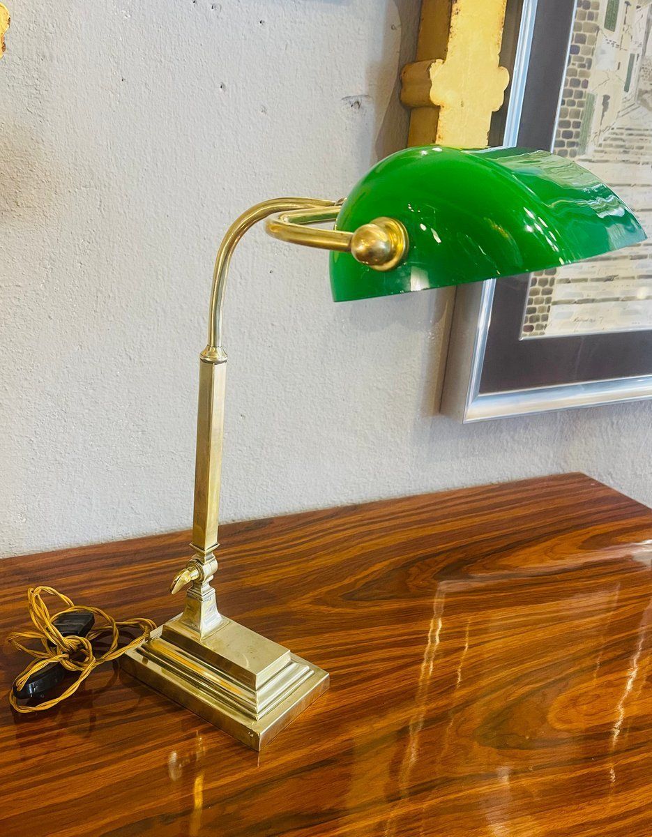 Ministerial Churchill Lamp In Bronze And Opaline Glass photo for sale