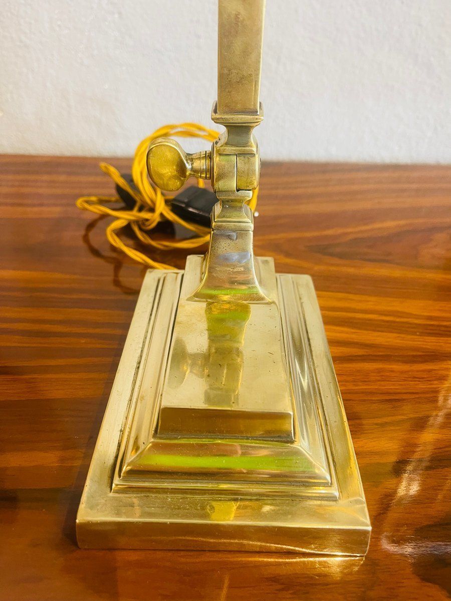 photo for sale Ministerial Churchill Lamp In Bronze And Opaline Glass