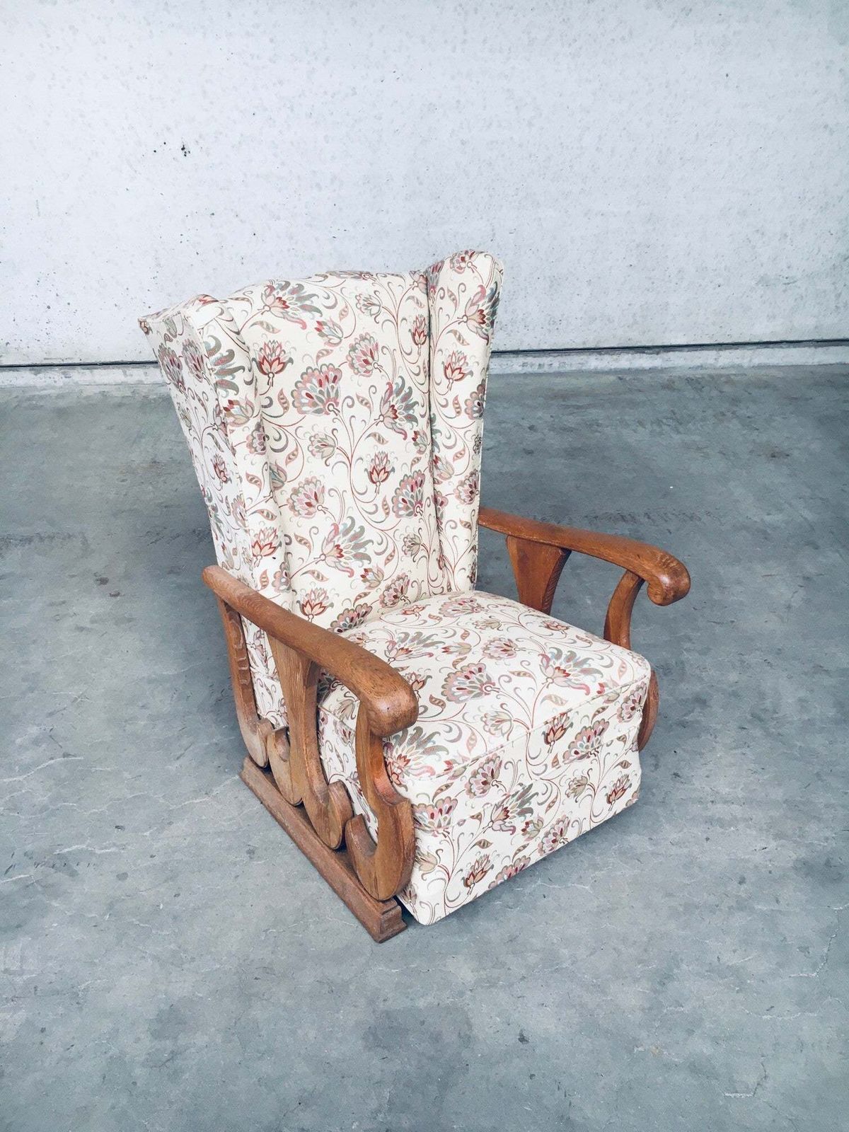 photo buy Early 1900's Design High Wing Back Armchair Fauteuil Set