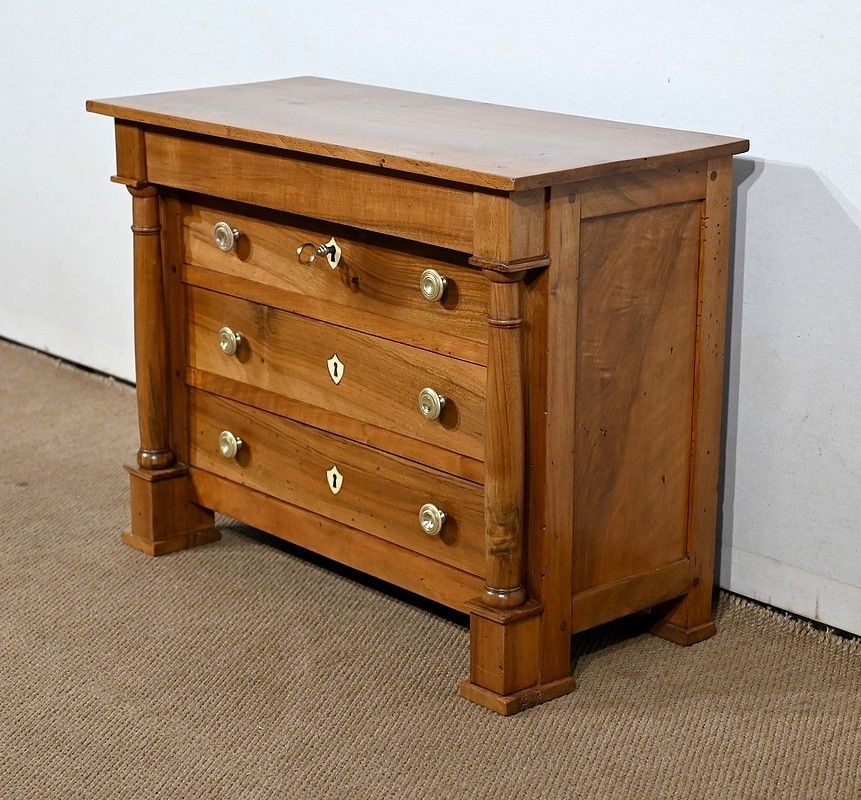 Master's Chest Of Drawers In Solid Walnut, Empire Period, Early 19th Century