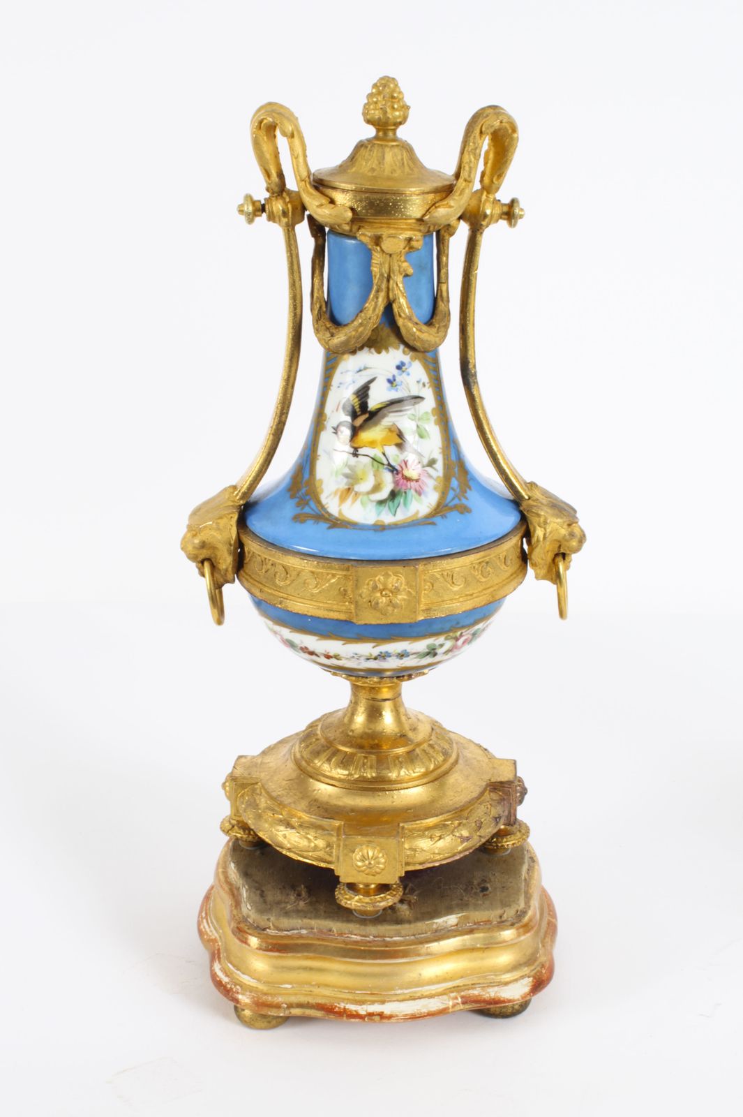 Antique Pair French Bleu Celeste  Sevres Urns 19th C photo furniture