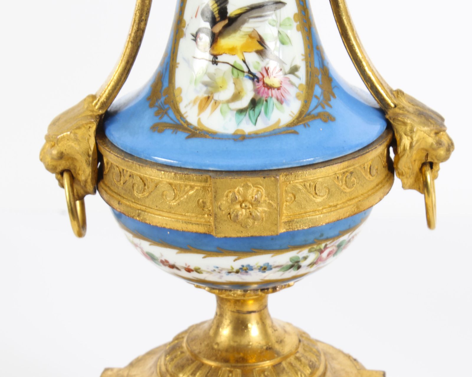 Antique Pair French Bleu Celeste  Sevres Urns 19th C photo vinterior