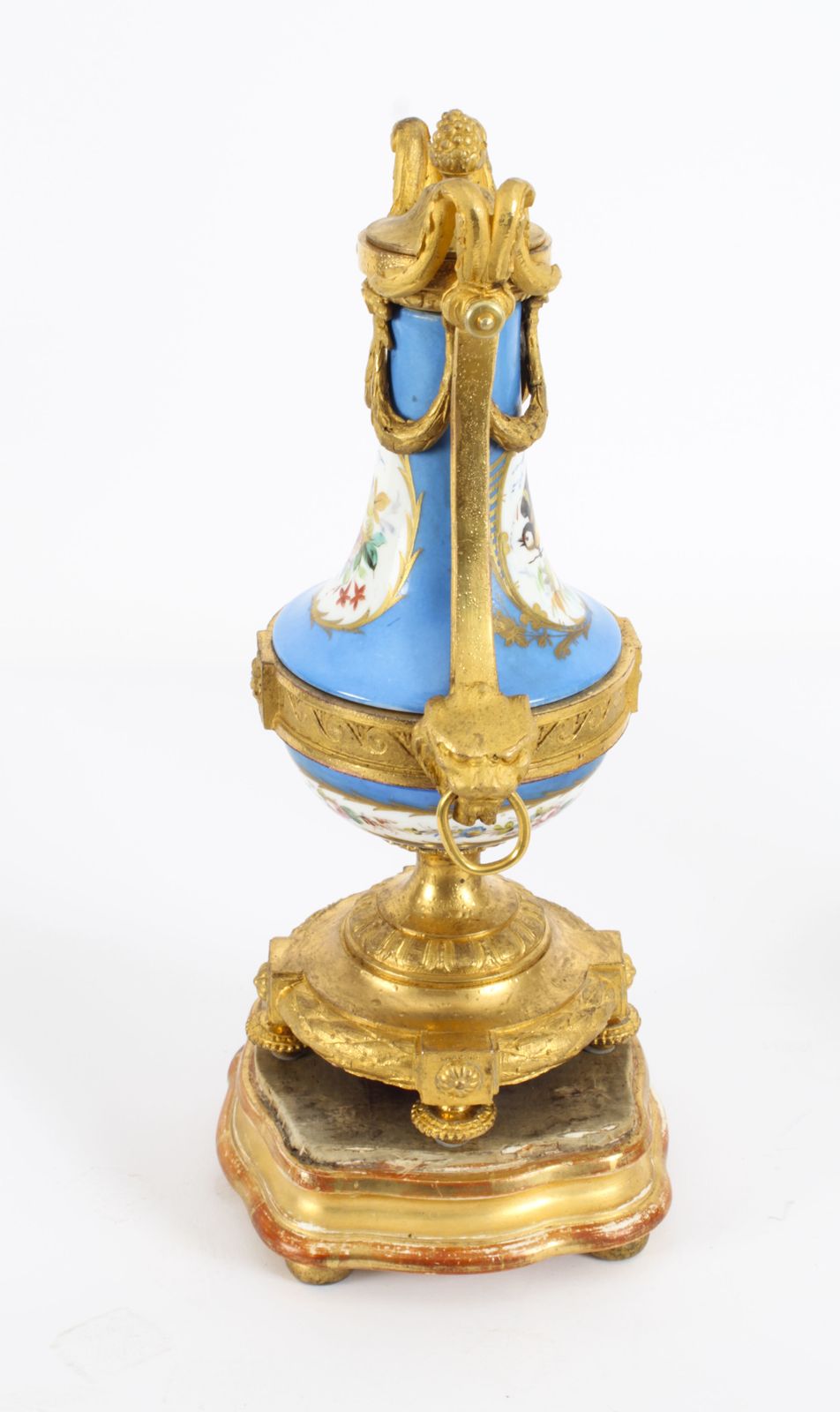 Antique Pair French Bleu Celeste  Sevres Urns 19th C photo vintage