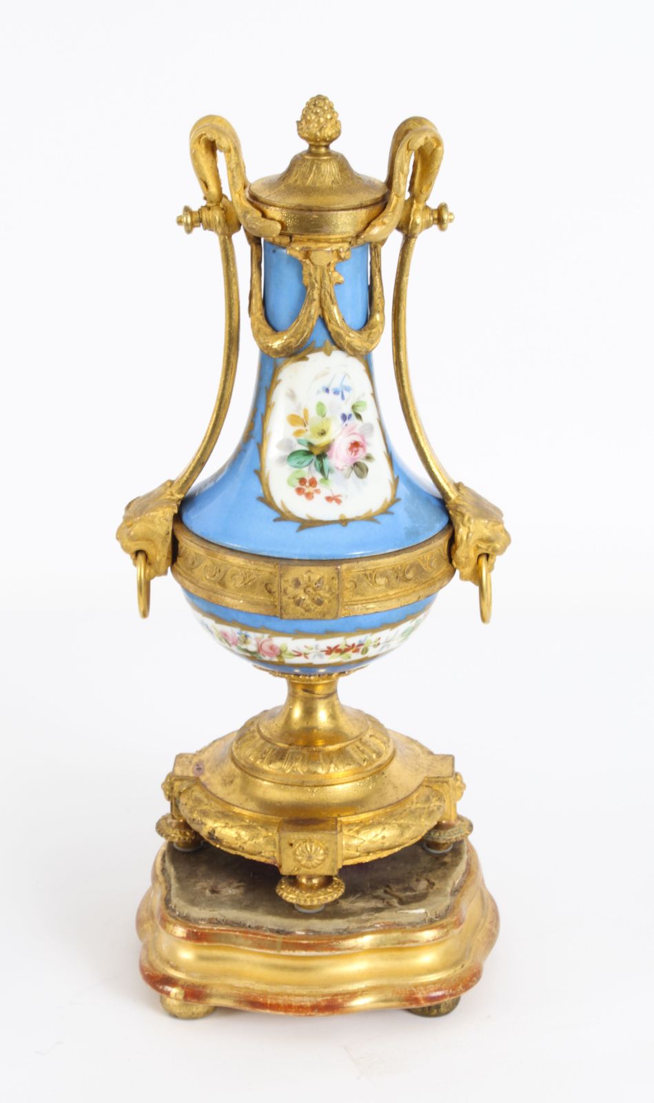 1325.0 Antique Pair French Bleu Celeste  Sevres Urns 19th C photo