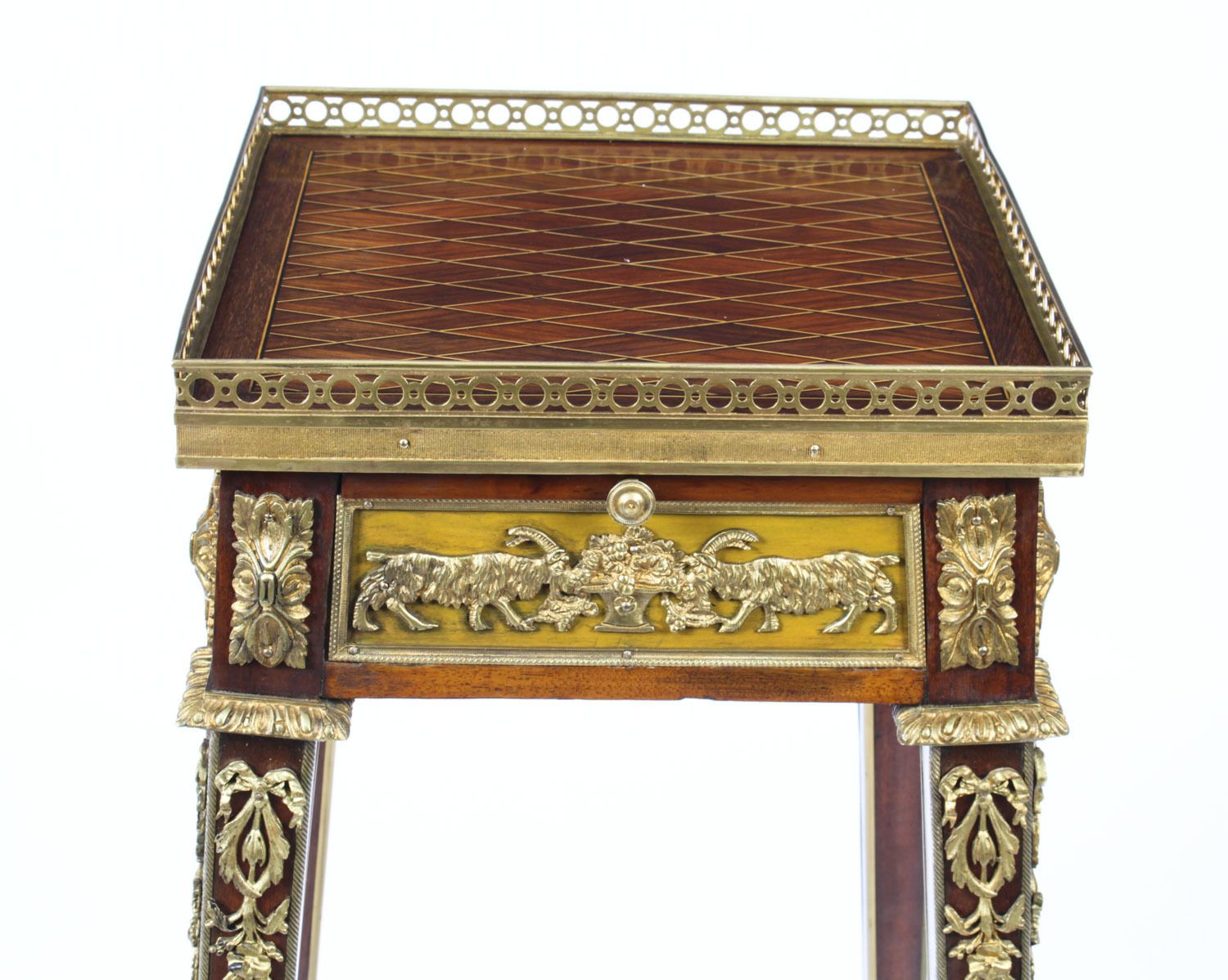 Antique French Parquetry Ormolu Mounted Stand Att François Linke 19th Century photo buy