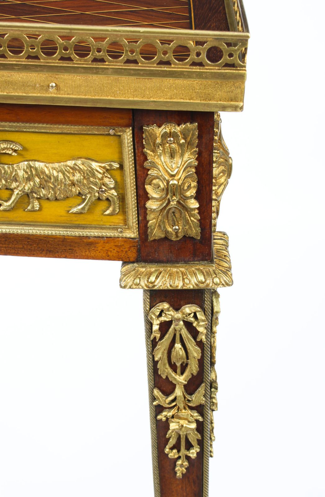 photo buy Antique French Parquetry Ormolu Mounted Stand Att François Linke 19th Century