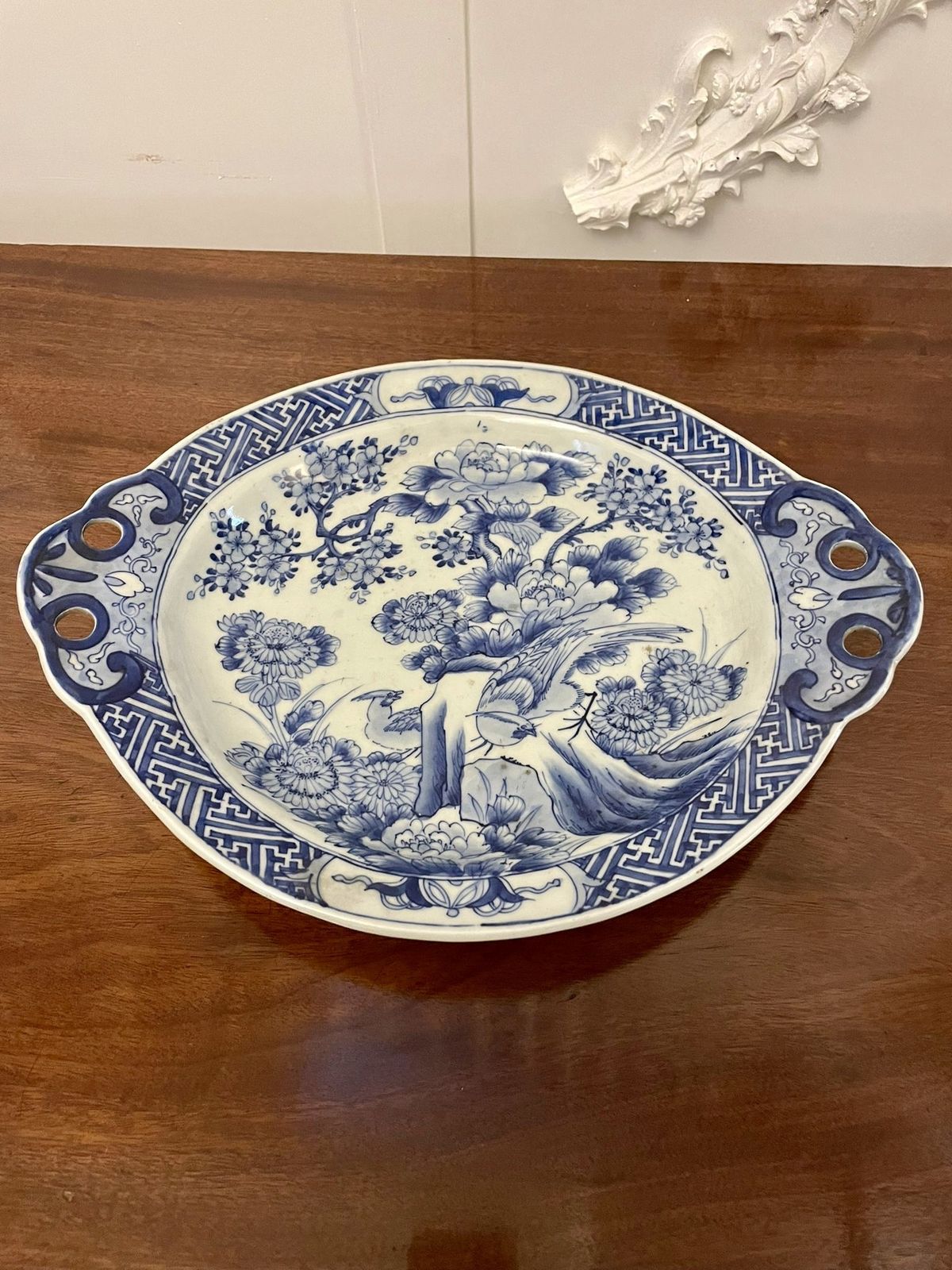 Unusual Antique Quality Japanese Blue And White Imari Dish photo furniture