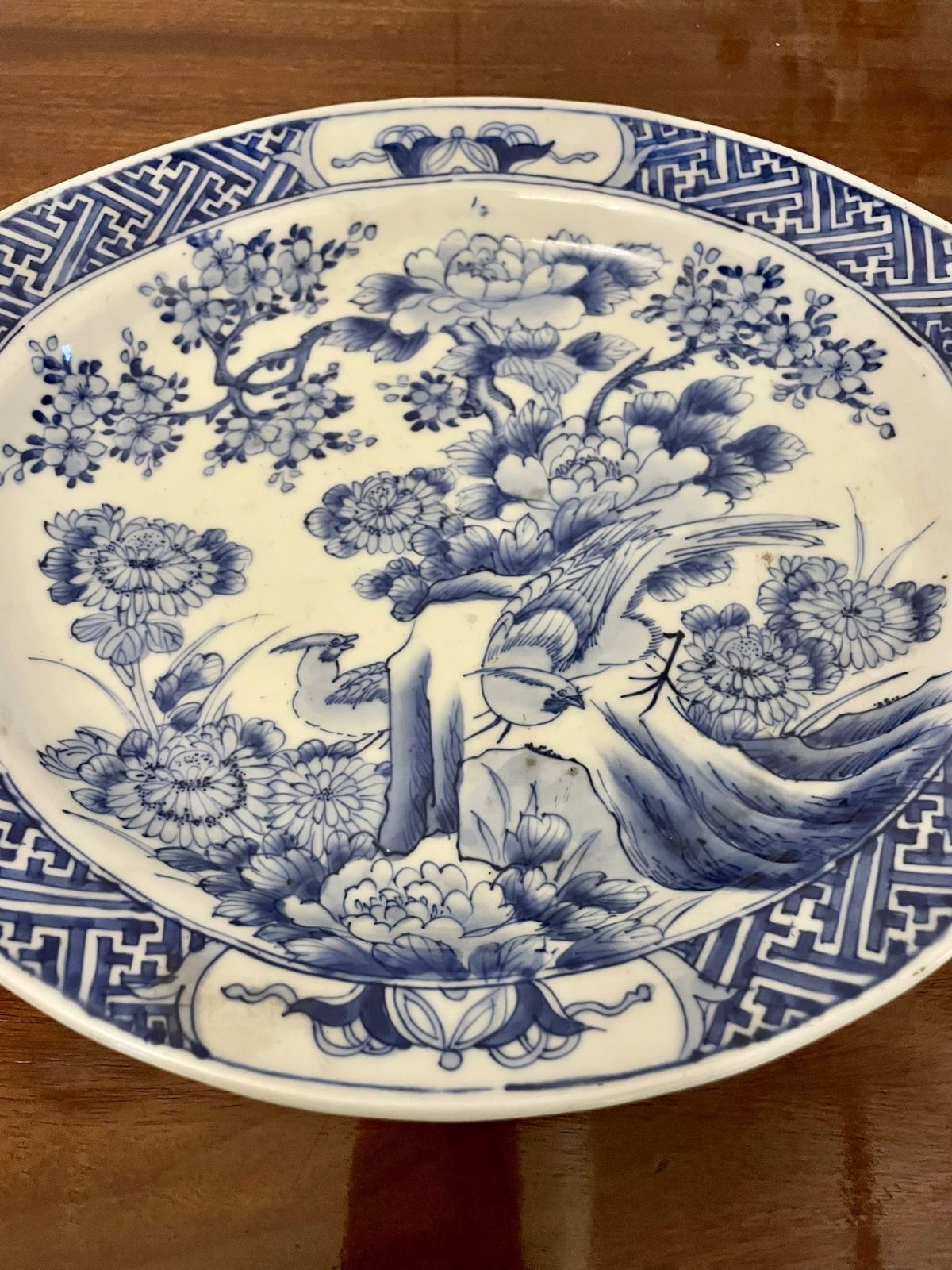575.0 Unusual Antique Quality Japanese Blue And White Imari Dish photo