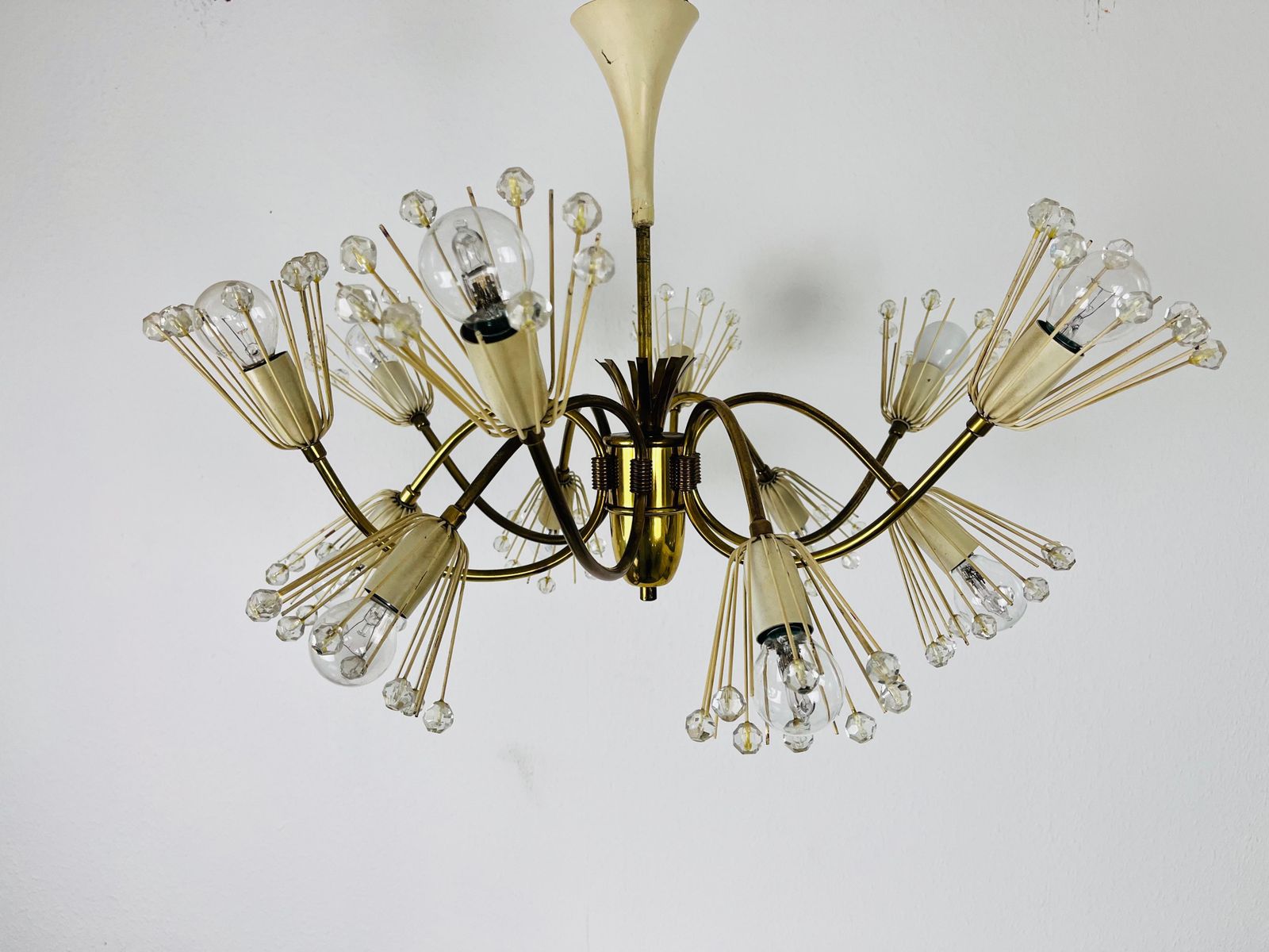 Glass And Brass Chandelier By Emil Stejnar For Rupert Nikoll, 1960s photo for sale