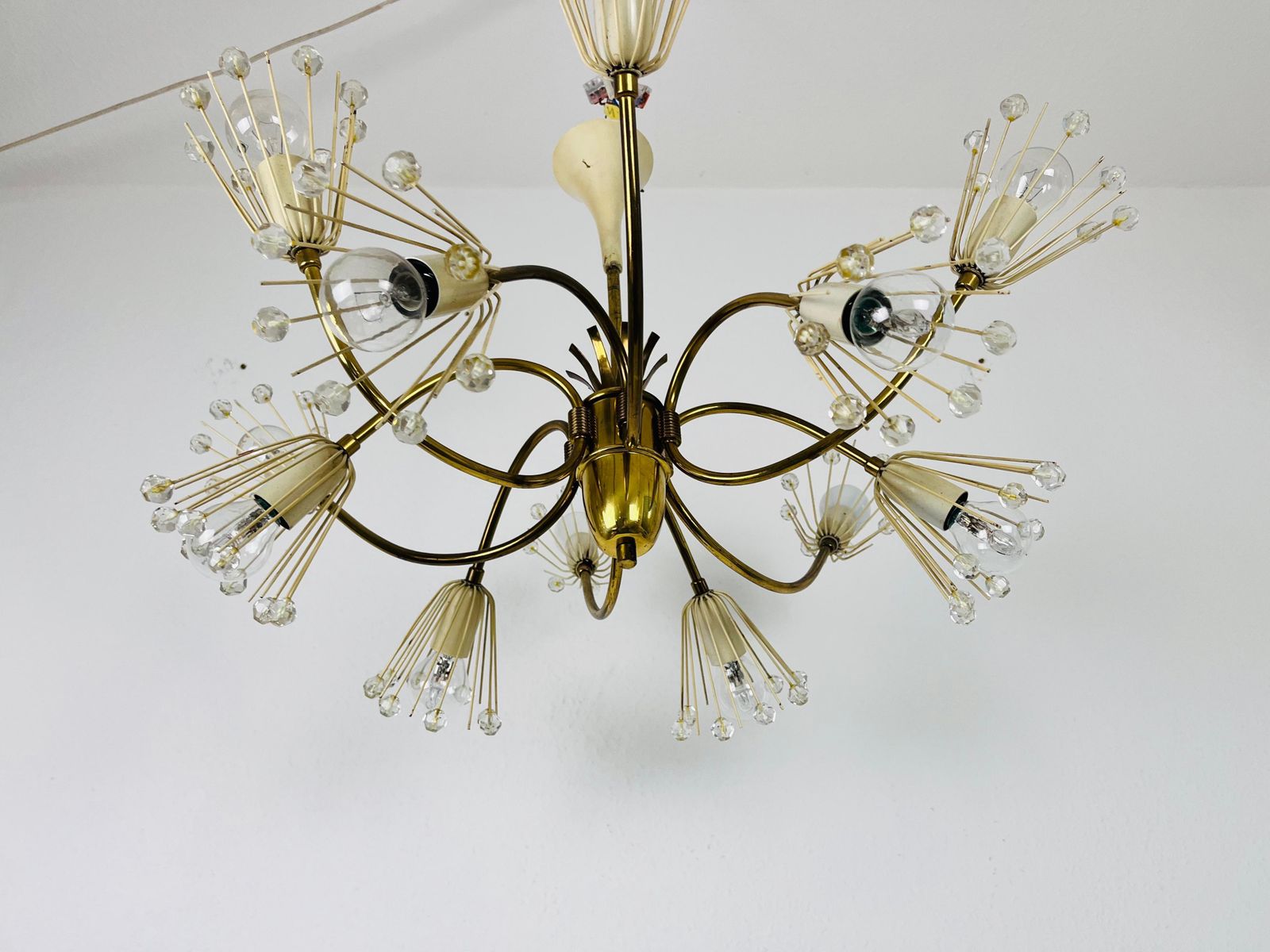 Glass And Brass Chandelier By Emil Stejnar For Rupert Nikoll, 1960s photo vinterior