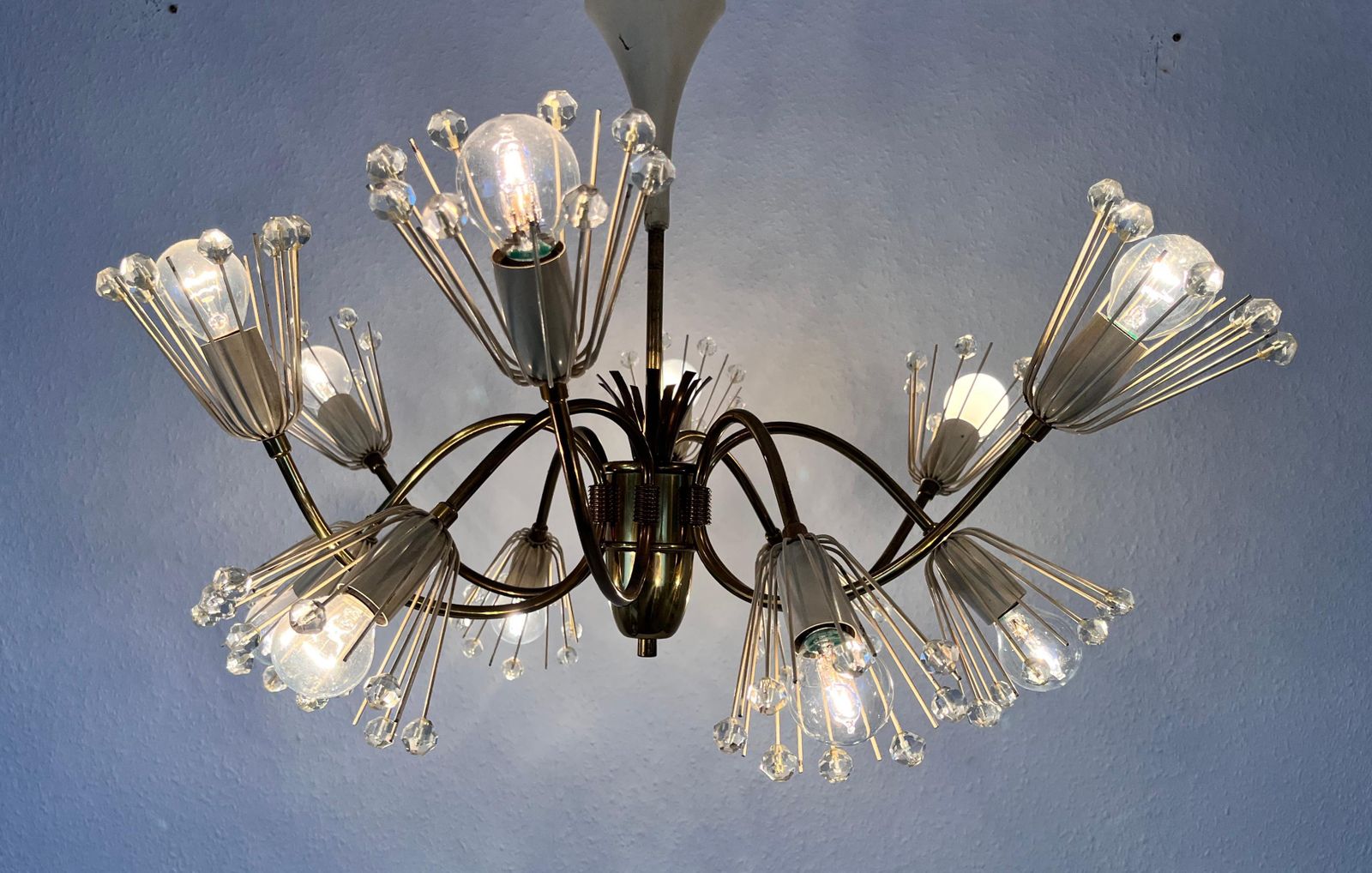 photo vintage Glass And Brass Chandelier By Emil Stejnar For Rupert Nikoll, 1960s