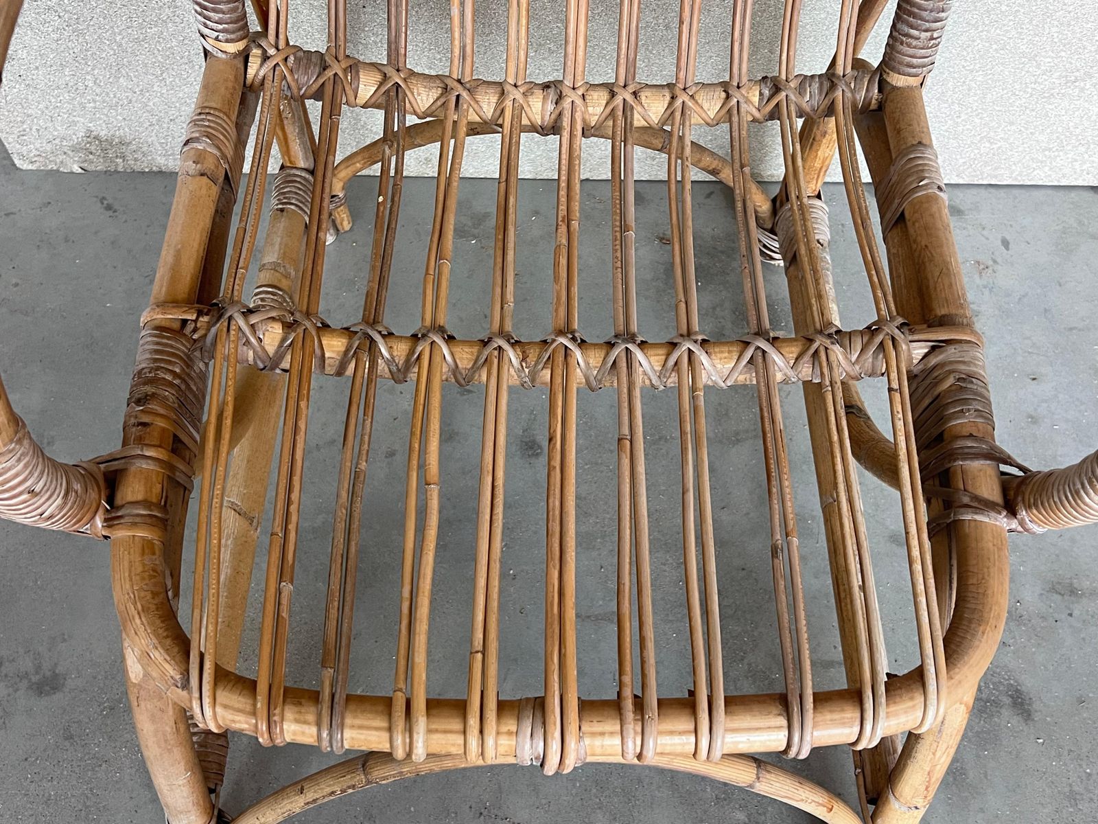 1960s Pair Of Spanish Bamboo Armchairs With Rectangular Back Rest photo for sale