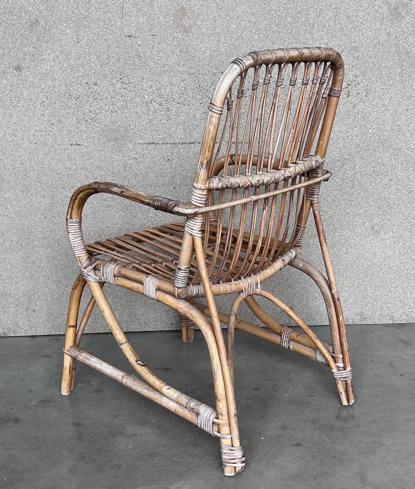 1960s Pair Of Spanish Bamboo Armchairs With Rectangular Back Rest photo buy