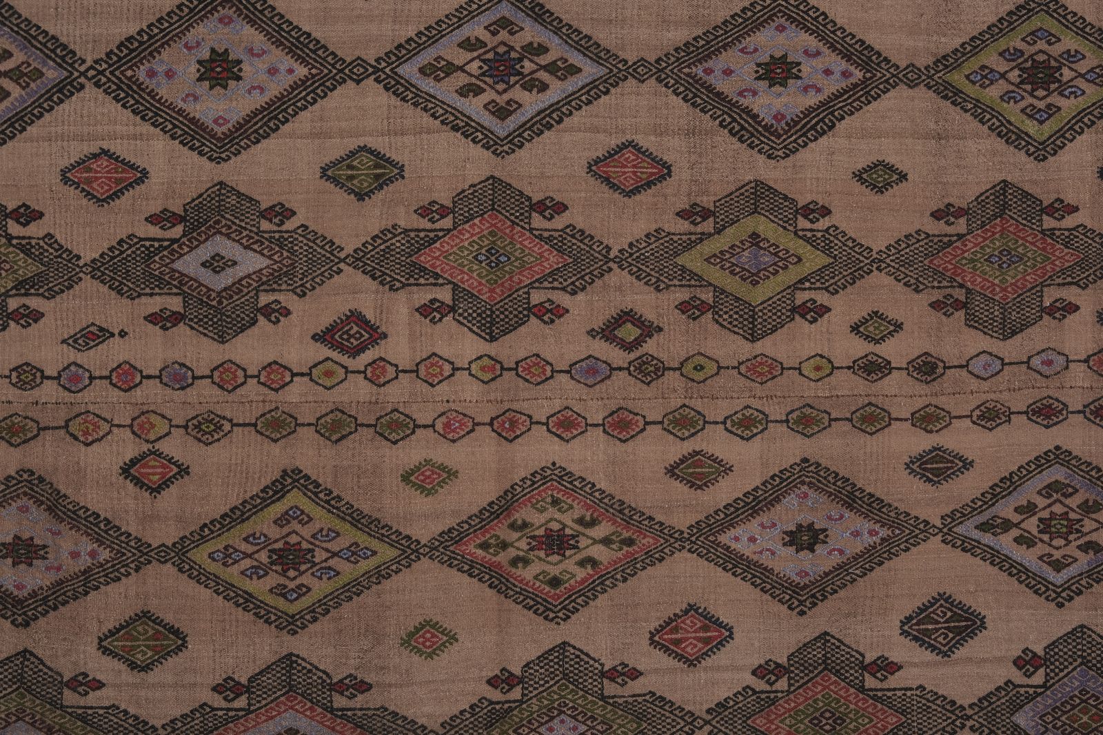 Vintage Embroidery Geometric Turkish Kilim Rug 4'10'' X 9'9'' photo Textiles