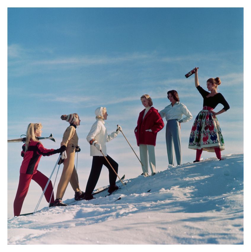 Skiing Party 10x10" Archival Pigment Print