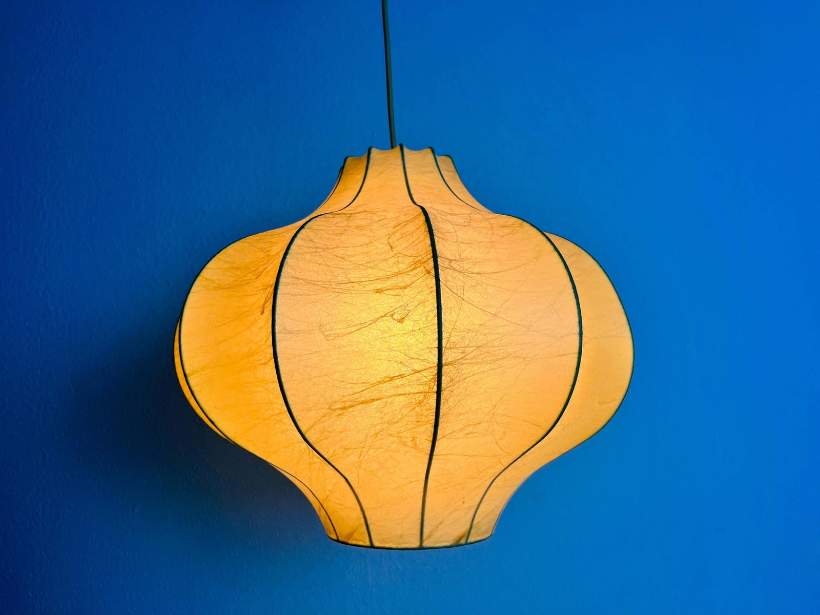 Mid Century Modern Flower Shape Cocoon Pendant Light, 1960s, Italy photo vintage