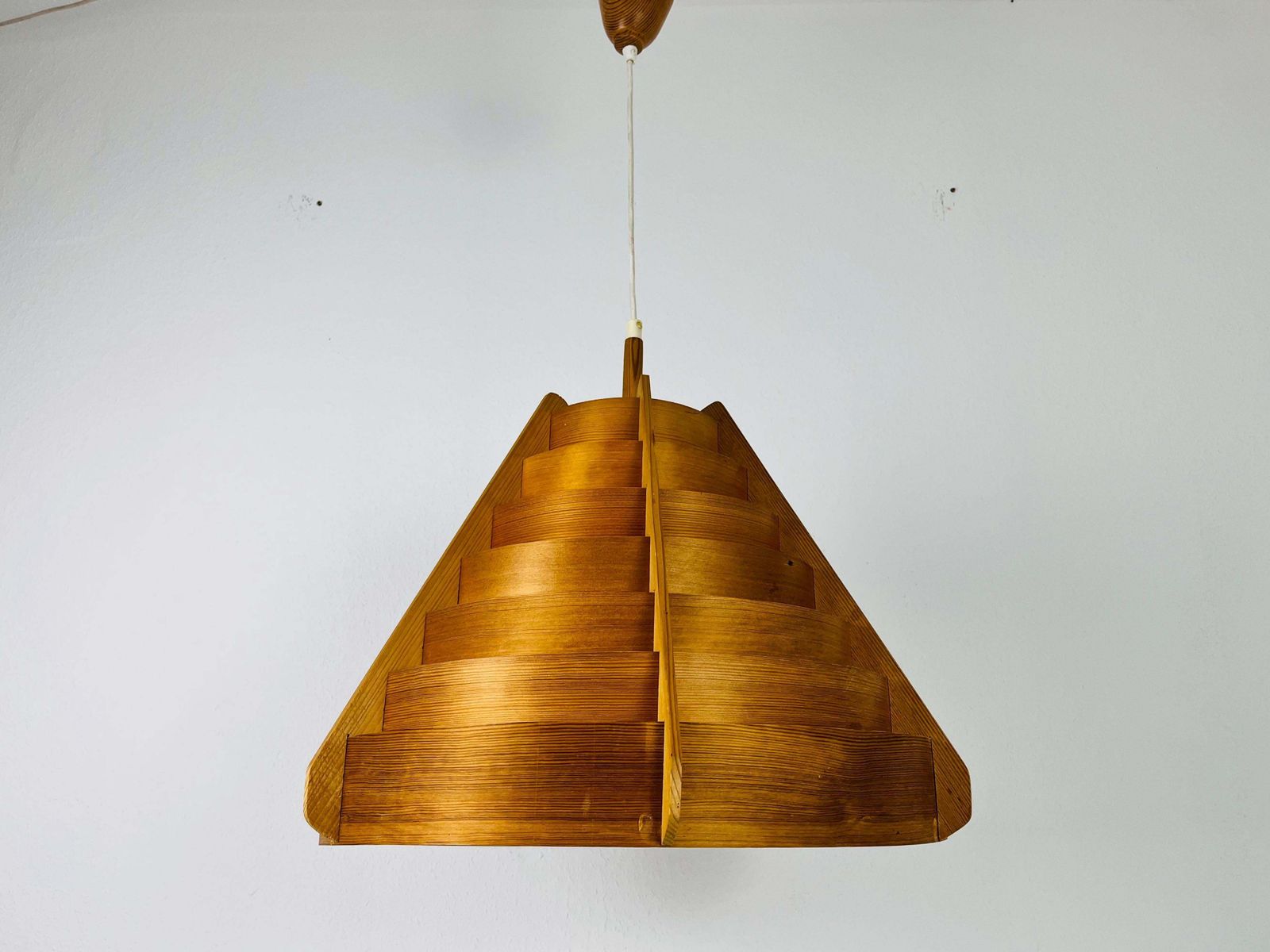 Mid Century Wooden Pendant Lamp By Hans Agne Jakobsson, Sweden, 1960s