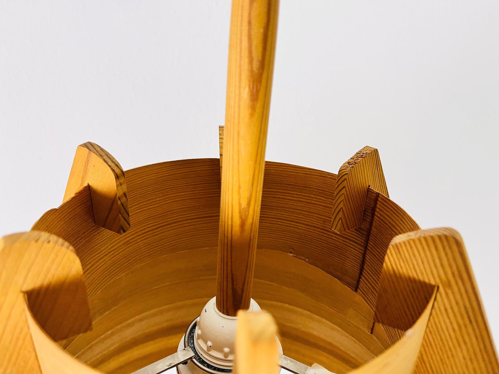 Mid Century Wooden Pendant Lamp By Hans Agne Jakobsson, Sweden, 1960s photo vintage