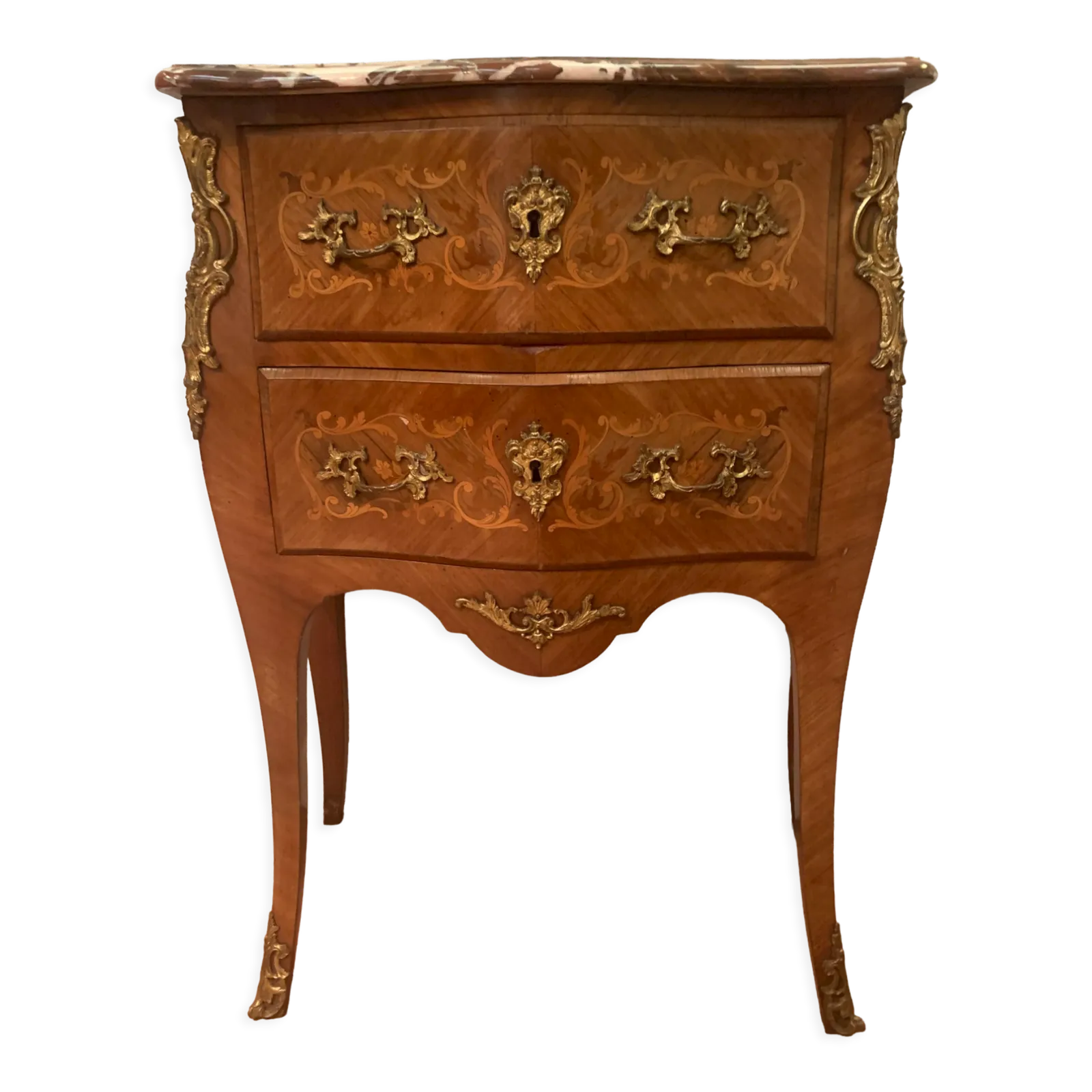 Curved Chest Of Drawers In Louis XV / XX Century Style Wood Veneer