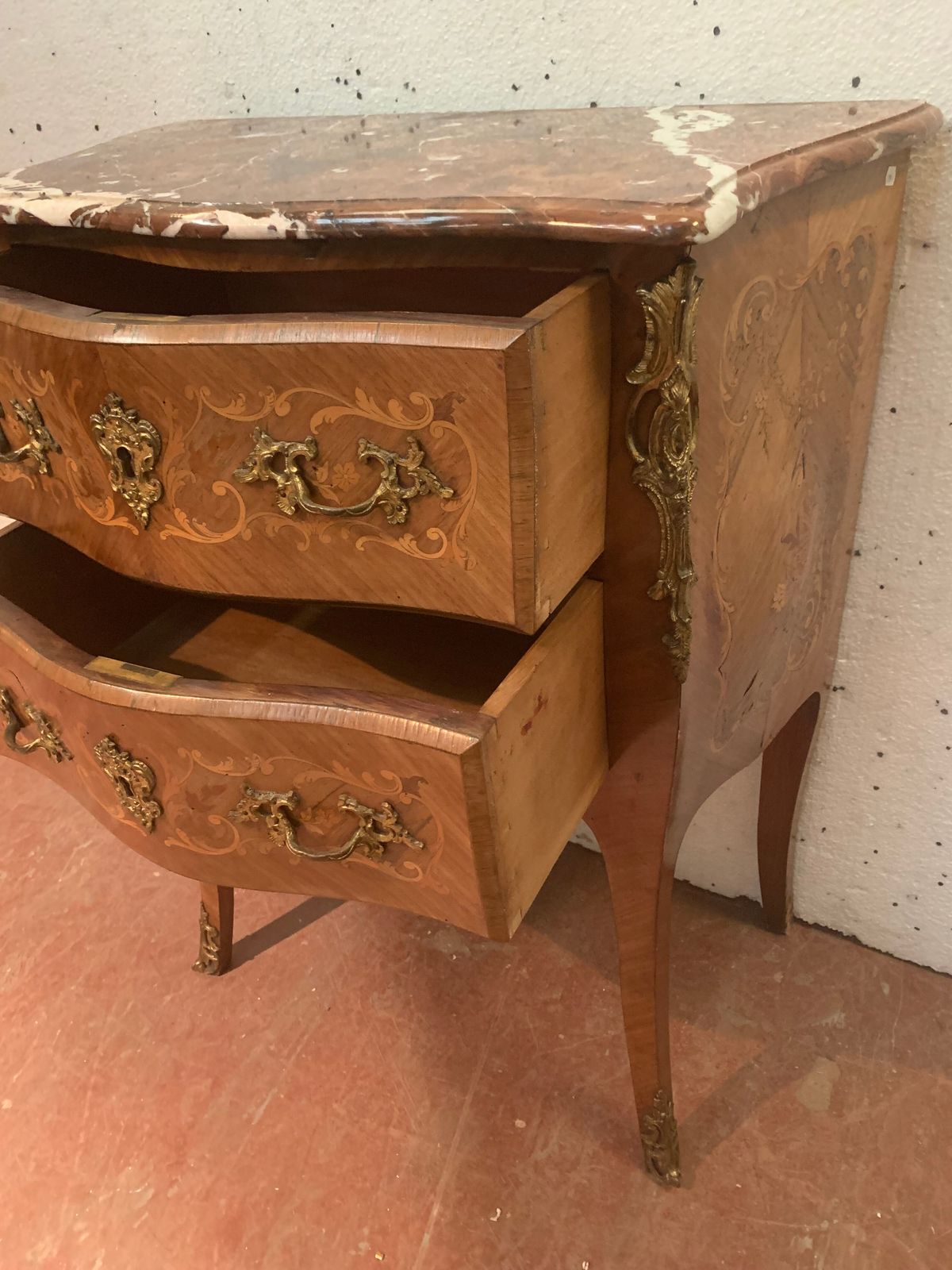 Curved Chest Of Drawers In Louis XV / XX Century Style Wood Veneer photo for sale