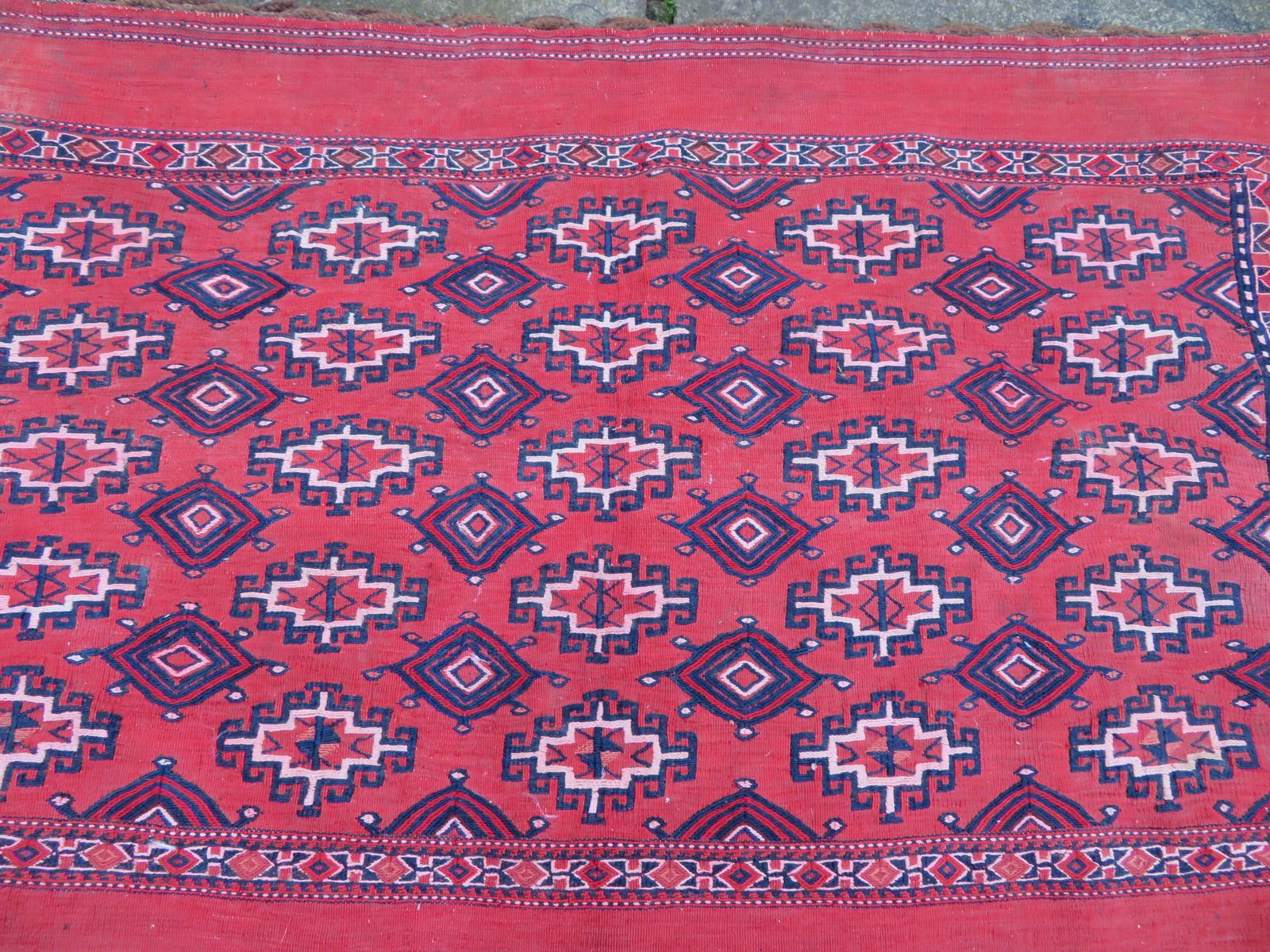 1500.0 Early Antique Saryk Tekke Turkmen Chuval.Complete With Back.Flat Woven Details. Mid 19th Century . photo