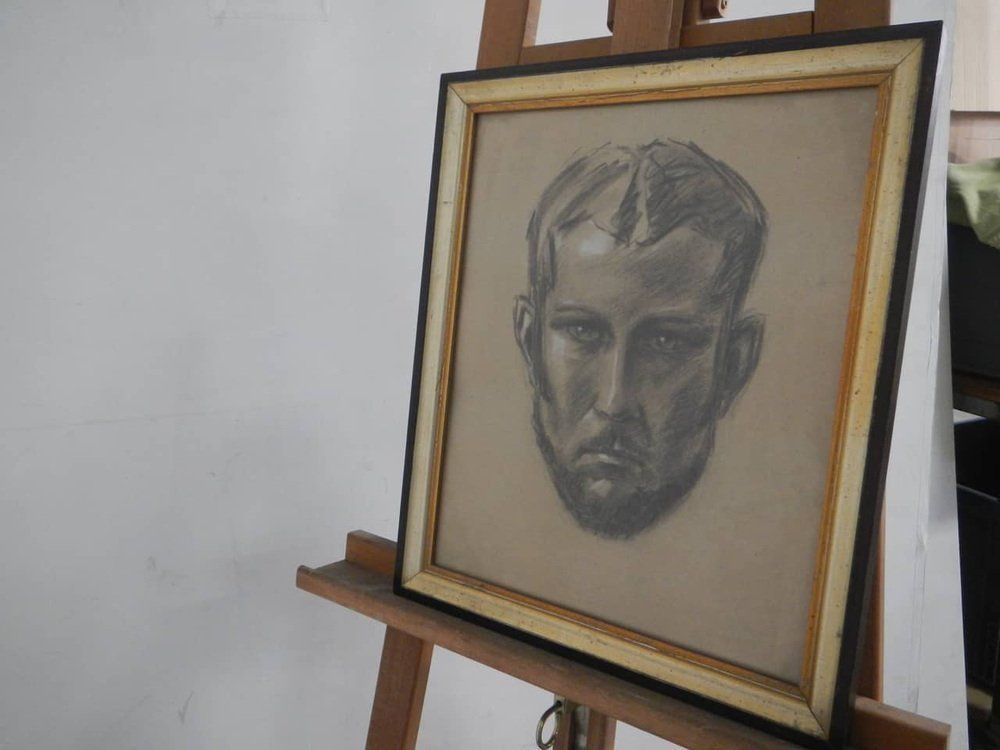 Mina Anselmi, Man's Face, 1940, Framed photo furniture