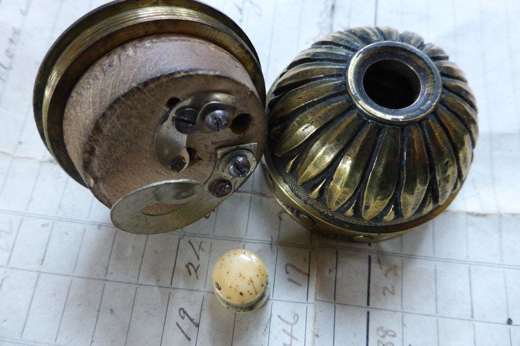 Ornate Antique Brass & Bone Electric Butler Bell Box Push   Light Pull photo 153.0