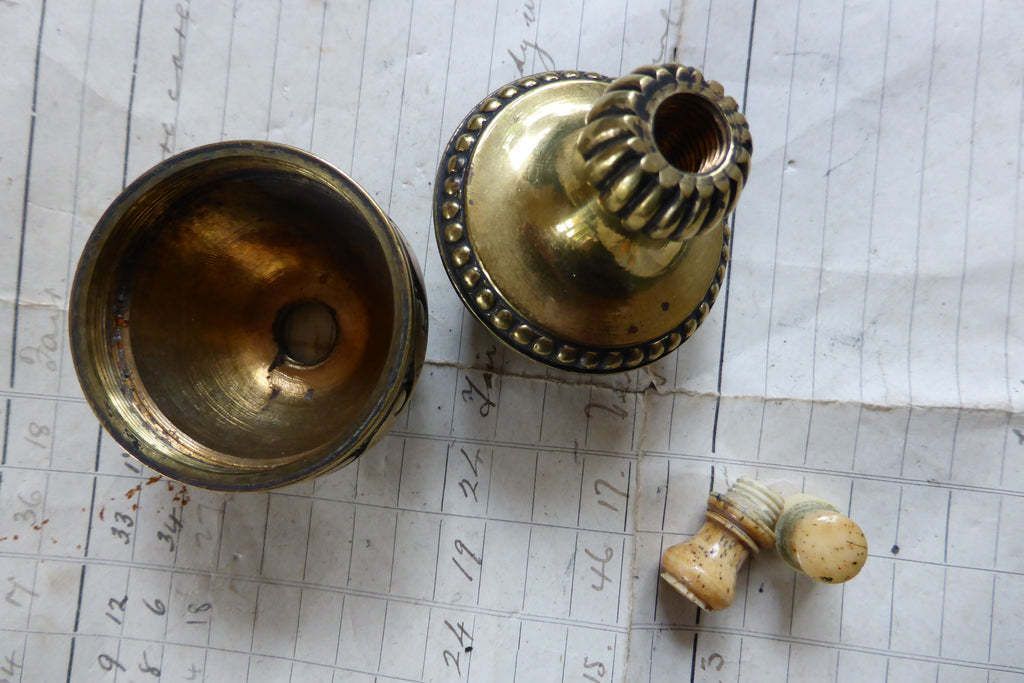 Ornate Antique Brass & Bone Electric Butler Bell Box Push   Light Pull photo buy