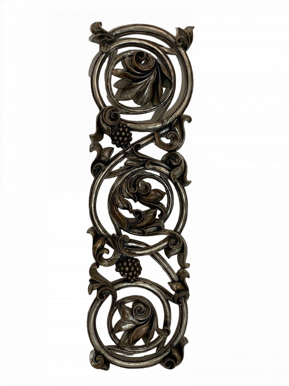 Baroque Carved Resin Panel With Metal Leaves, 1990s