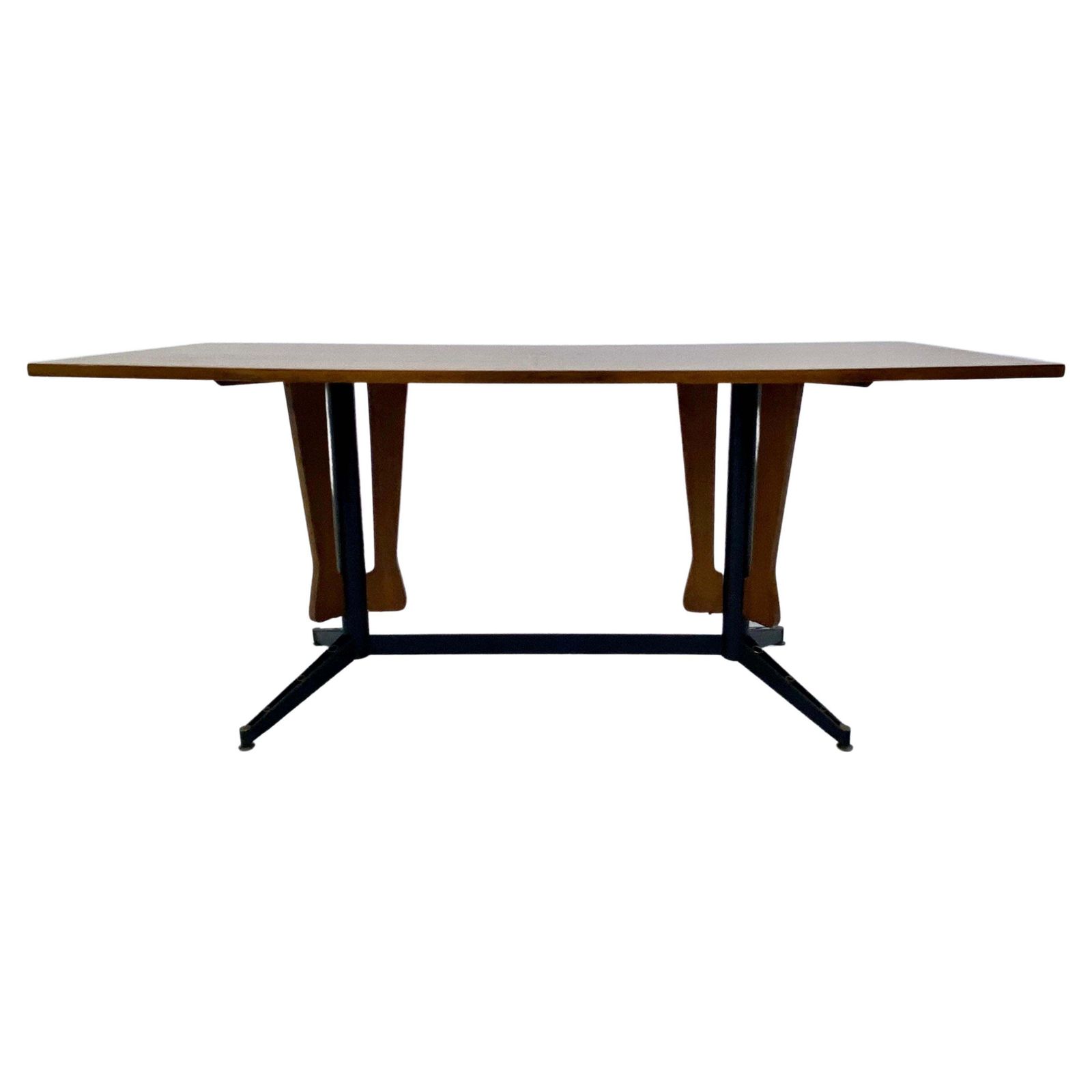 Carlo Ratti Dining Table In Wood And Metal, Italy, 1960's