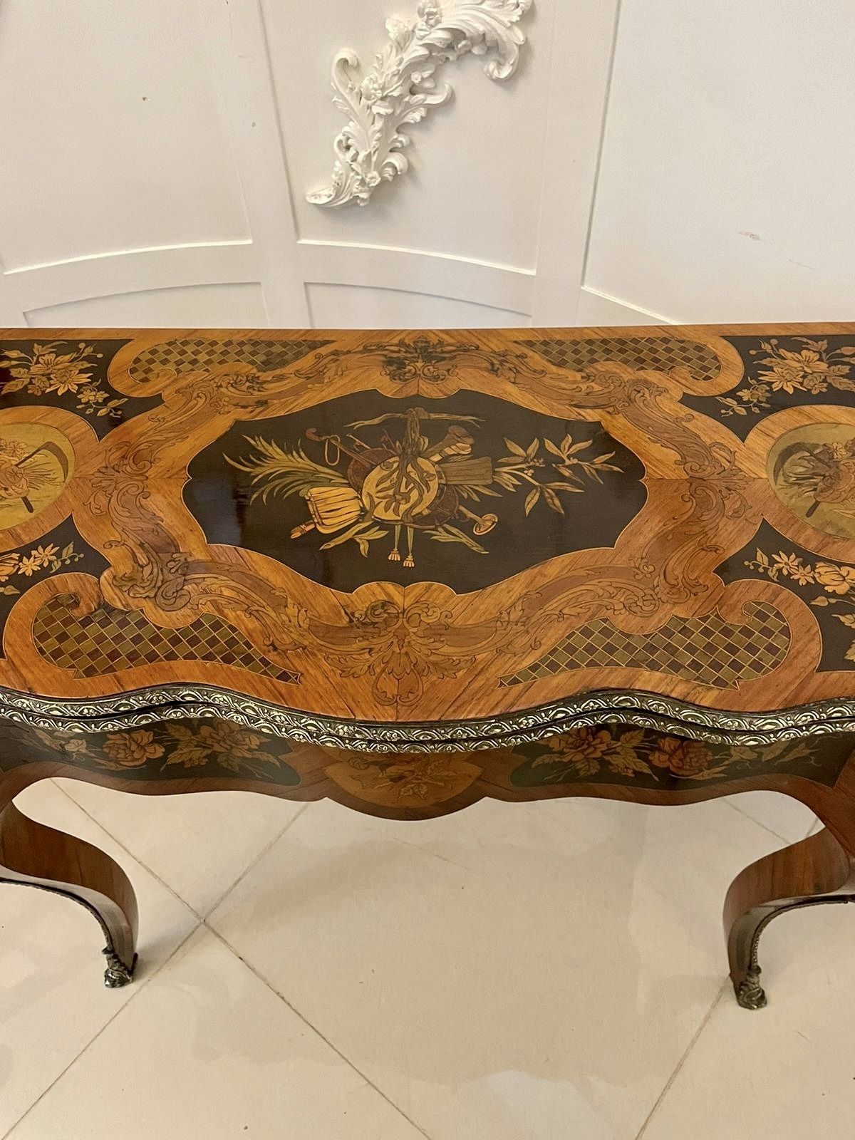Fine Quality Antique 19th Century French Kingwood Marquetry Inlaid Ormolu Mounted Card Table photo Furniture