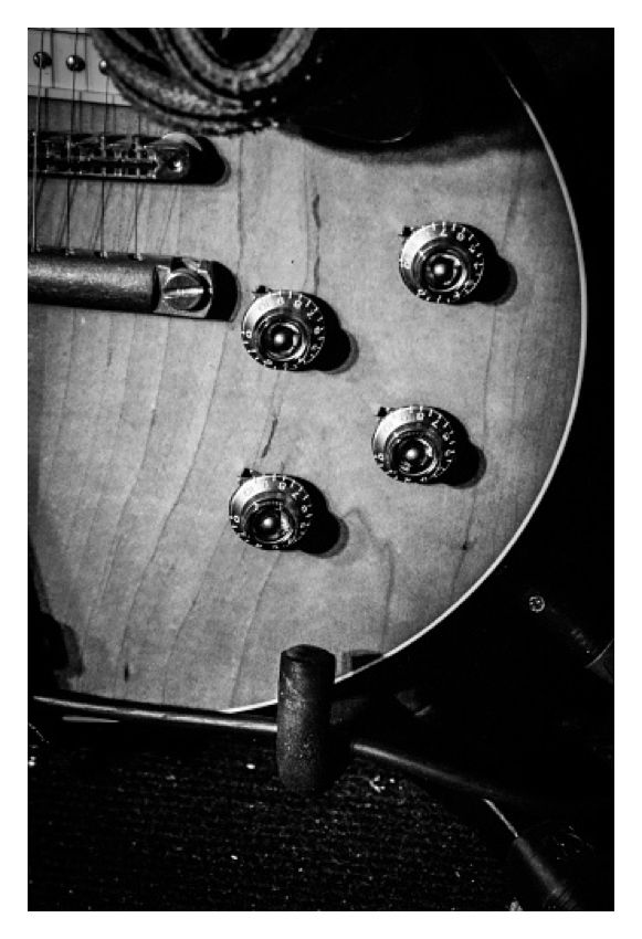 Close Up Of Old Fashioned Electric Guitar 12x16" Silver Gelatin Fibre Print