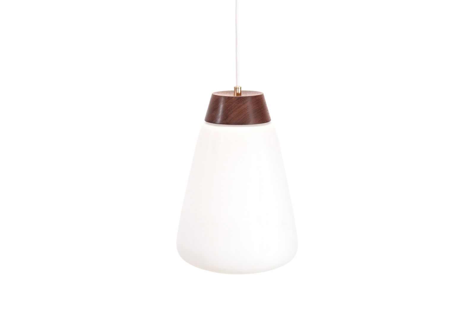 White Opaline Glass Hanging Lamp With Teak Detail By Louis Kalff For Philips, Netherlands 1960 photo for sale