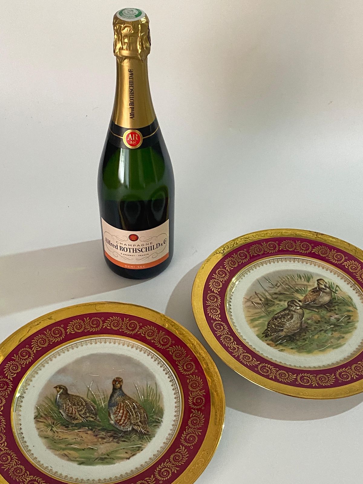 Pair Of Porcelain Plates, Ceramic With Animal Motif, France 1960 photo buy
