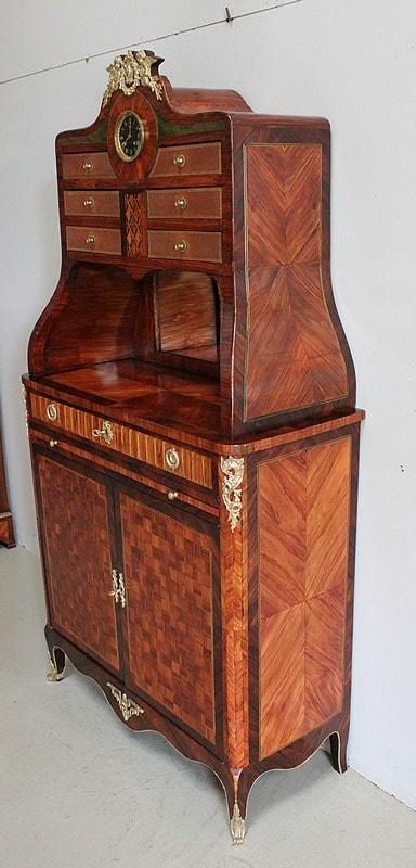 Small Cartonnier Buffet In Louis XV / Louis XVI Style Marquetry   Late 19th Century photo for sale