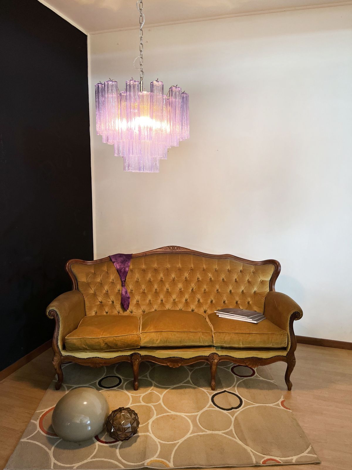 Lighting Fantastic Murano Glass Tube Chandelier   36 Amethyst Glass Tube photo